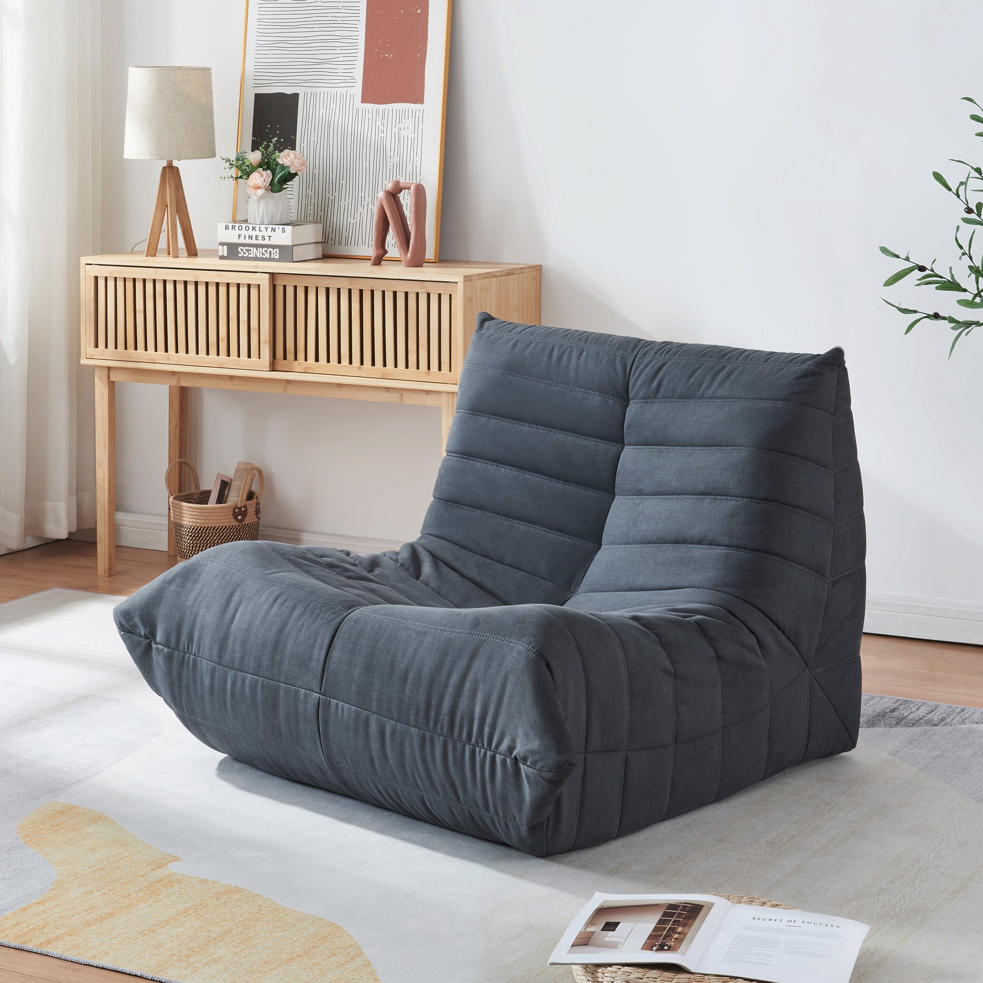 en.casa Sitzsack, »Kodsø« Bodensessel mit Rückenlehne 75x90x100cm Mikrofase günstig online kaufen