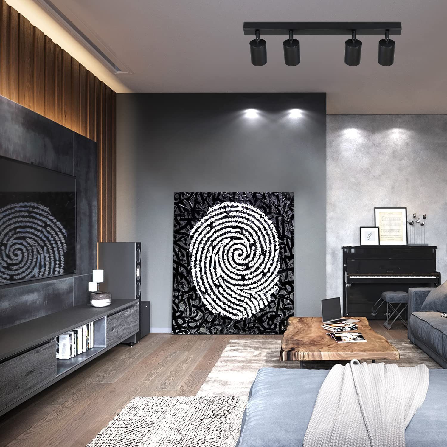 ZMH Deckenstrahler 4 Flammig GU10 Modern-Design Industrial drehbar für Wohn günstig online kaufen