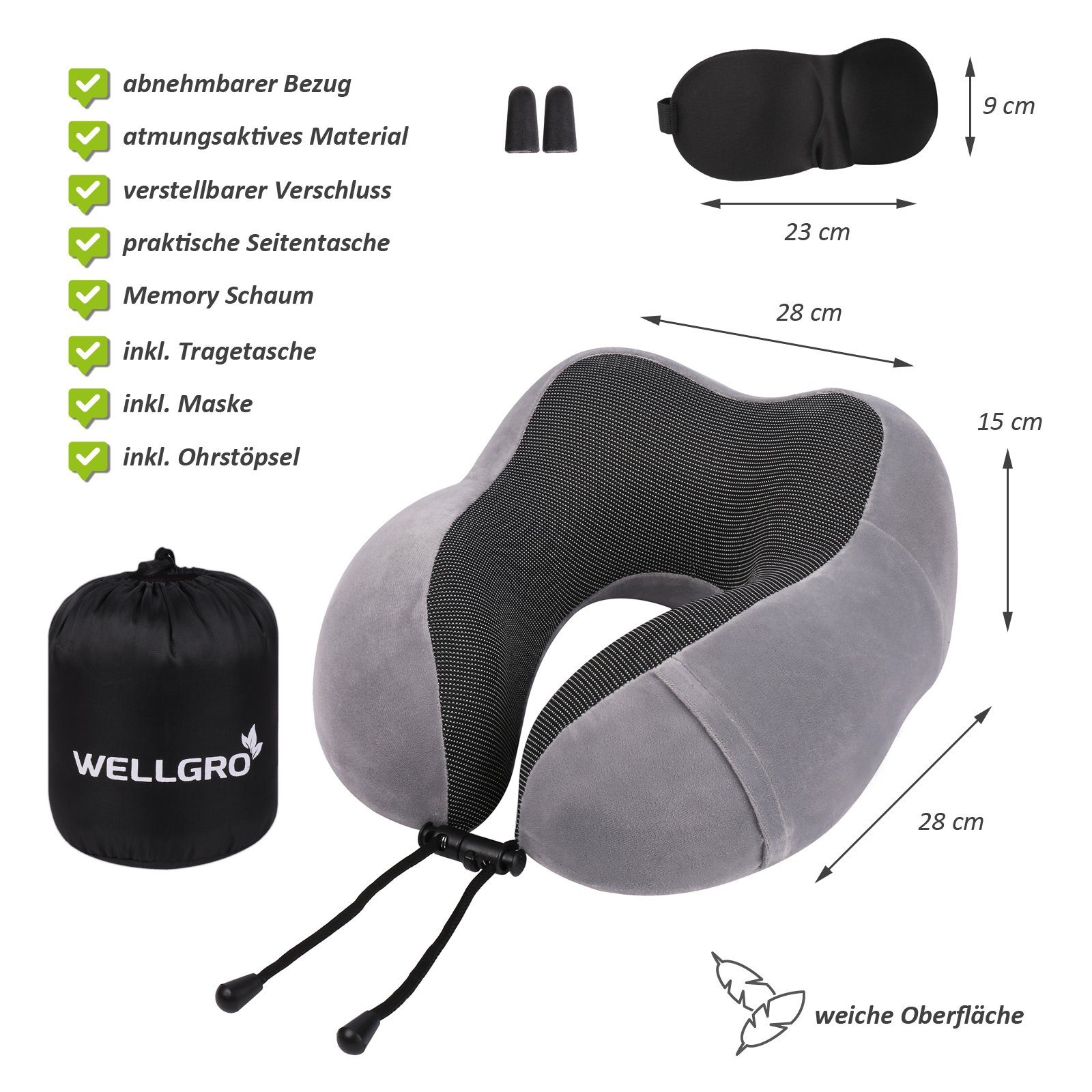 Wellgro Nackenkissen Nackenkissen mit Schlafmaske und günstig online kaufen