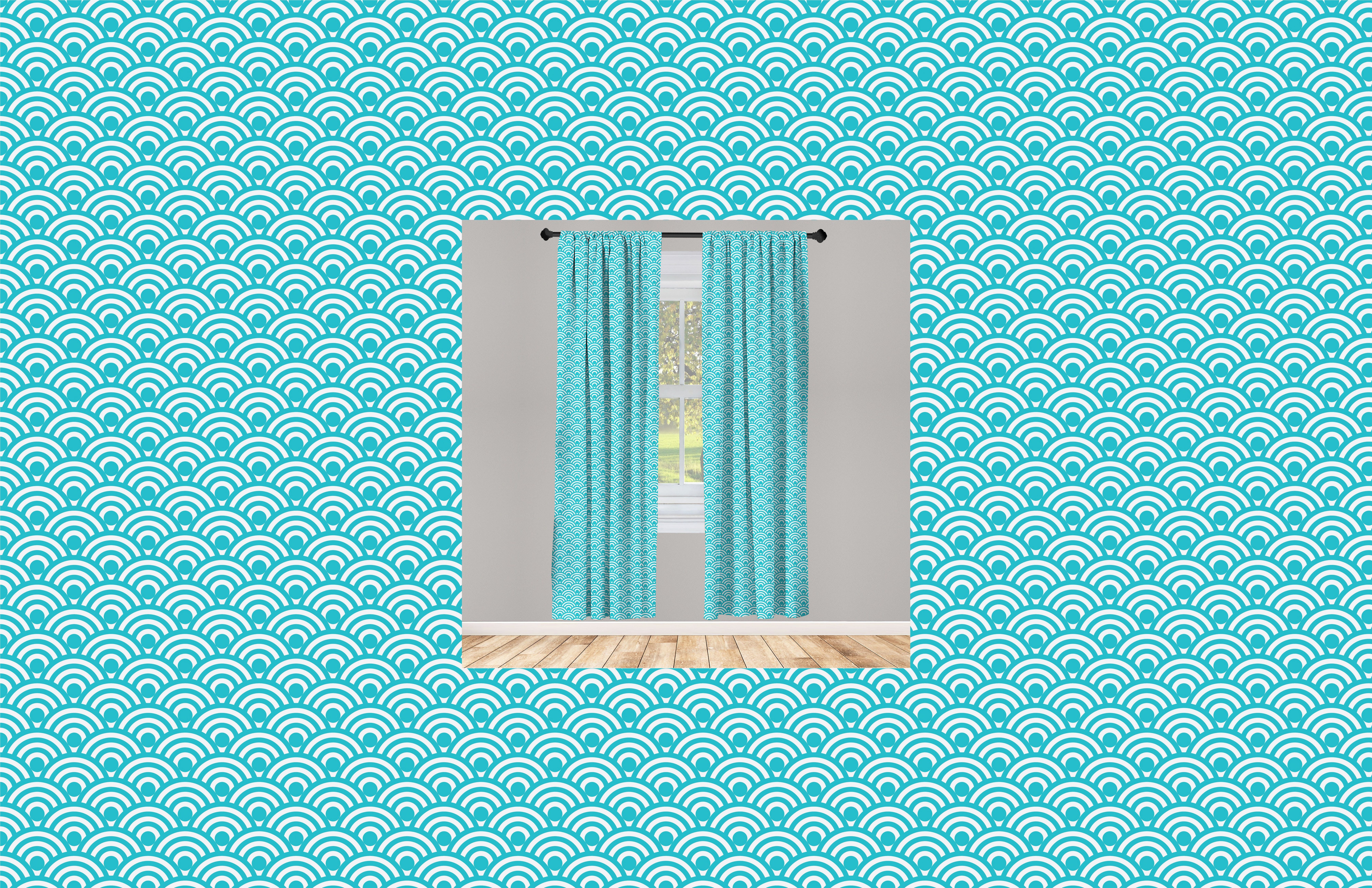 Gardine Vorhang Wohnzimmer Abakuhaus, Microfaser, Japanisches Muster Dekor, Waves Abstrakt für Schlafzimmer