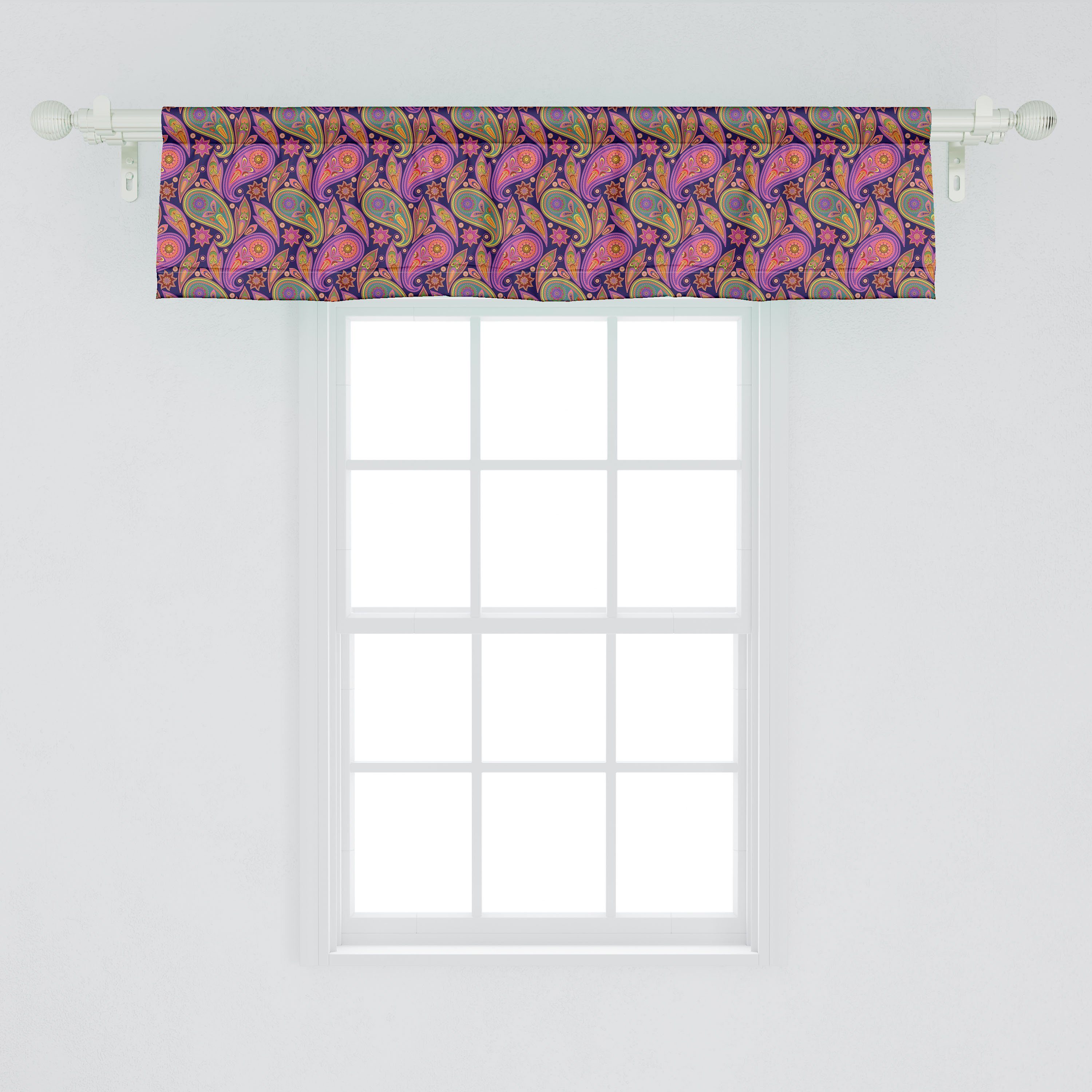 Scheibengardine Vorhang Volant Stangentasche, Microfaser, mit Abakuhaus, traditionell Küche Paisley-Muster für Schlafzimmer Gepunktete Dekor