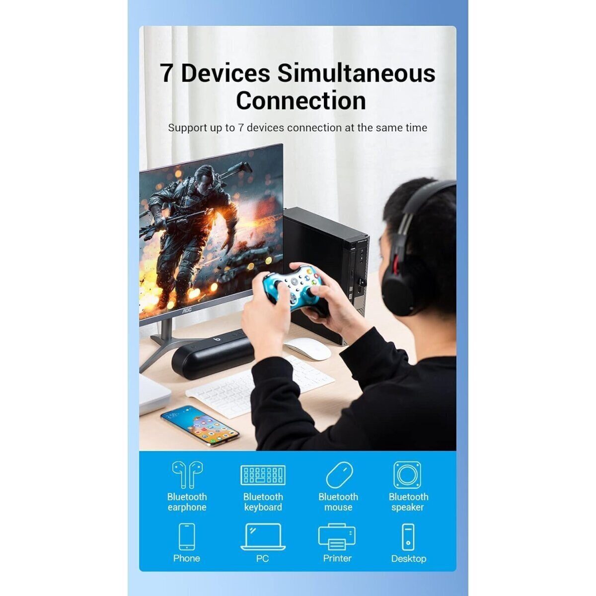 VENTION Adapter USB-A Bluetooth 5.0 (schwarz) Bluetooth-Adapter