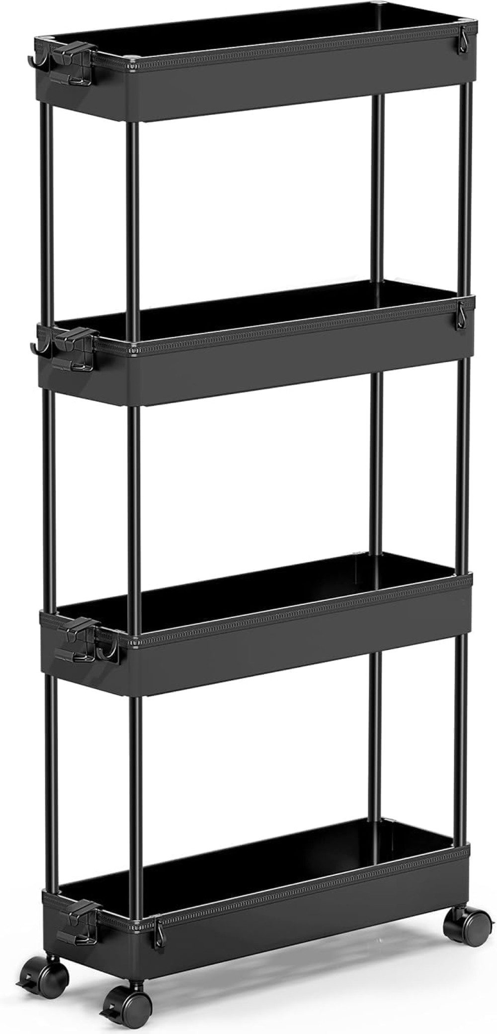 SPACEKEEPER Servierwagen 4-stöckiger schmaler Rollwagen, Badorganizer, Küchenorganizer, (1 St), Mobiler Aufbewahrungswagen für enge Nischen, Küche & Wäscherei