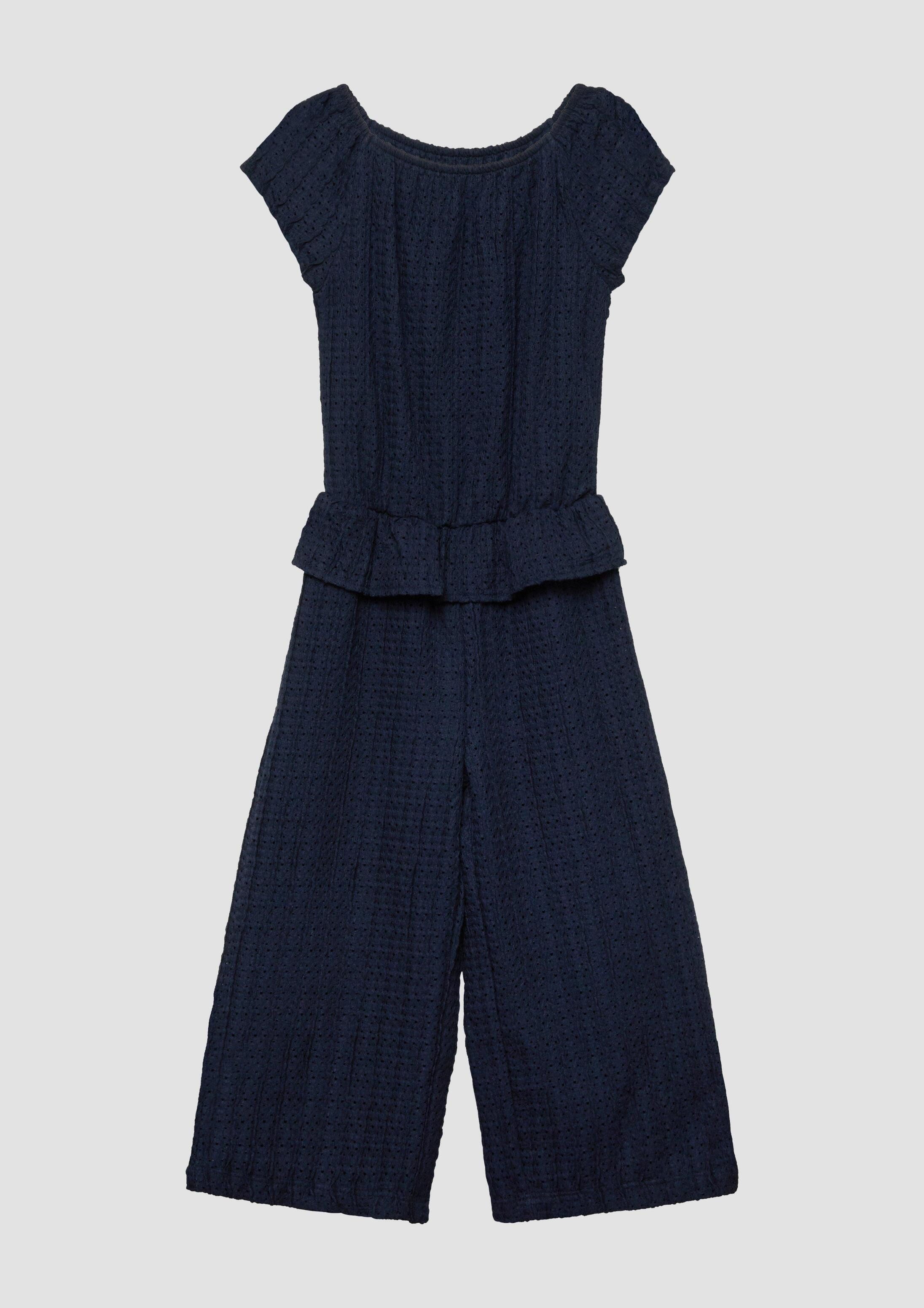 s.Oliver Jumpsuit Overall Strukturierter Overall mit Lochmuster und Volants