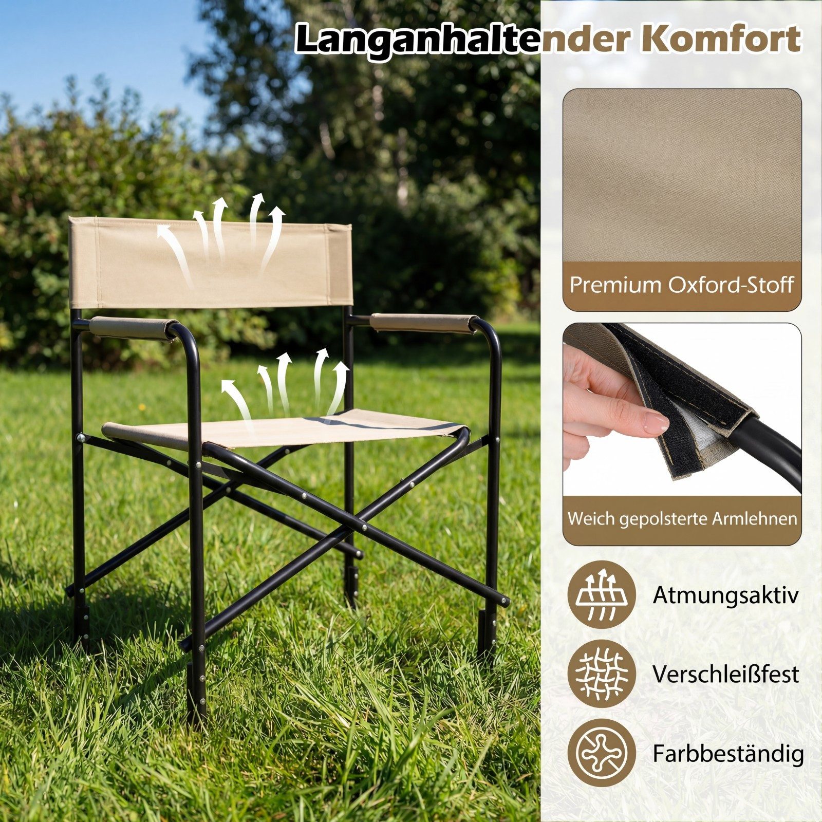 COSTWAY Regiestuhl, Campingstuhl faltbar, Klappstuhl für Camping