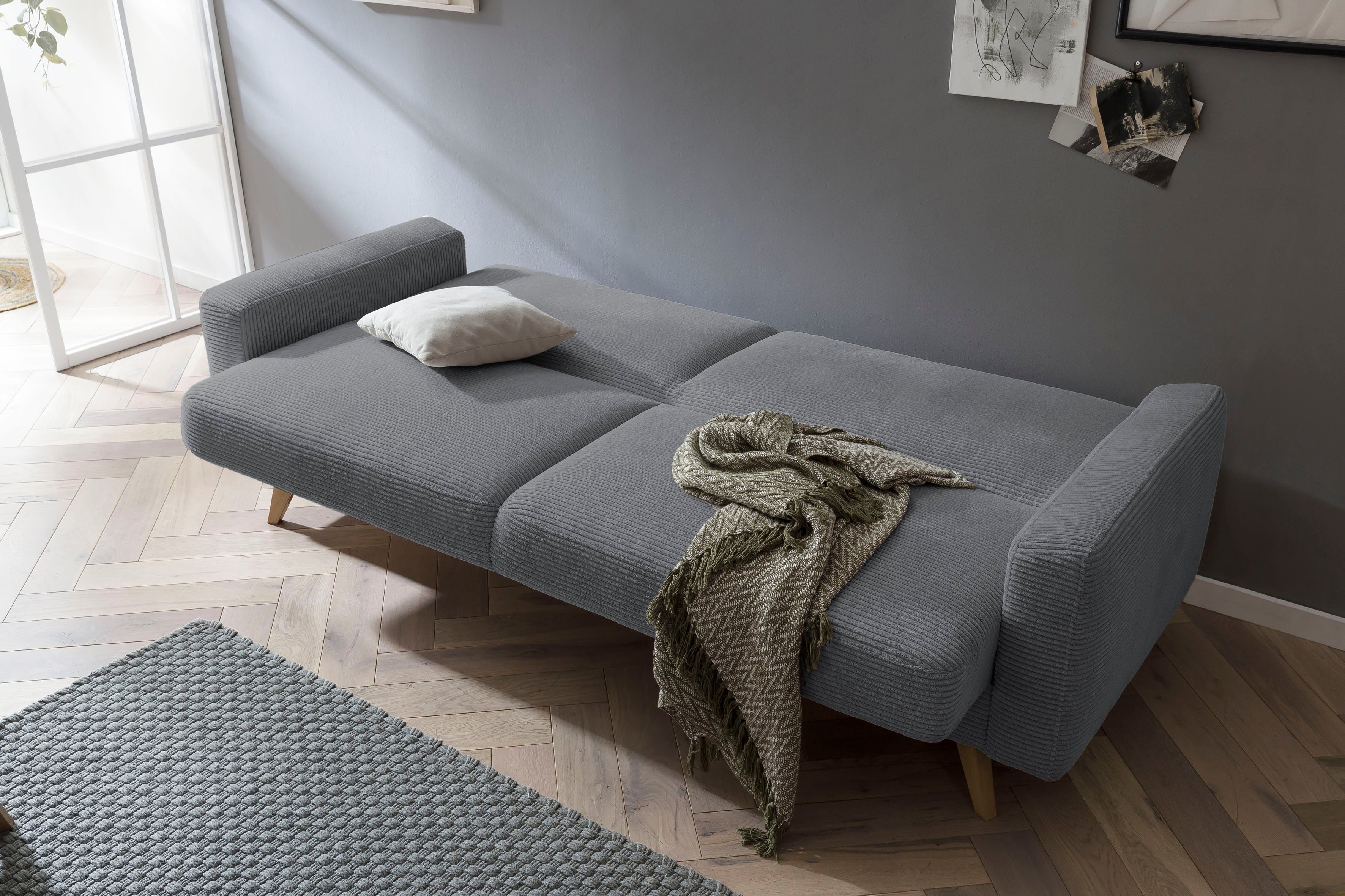 exxpo - sofa fashion 3-Sitzer Samso, Bettkasten grey Inklusive und Bettfunktion