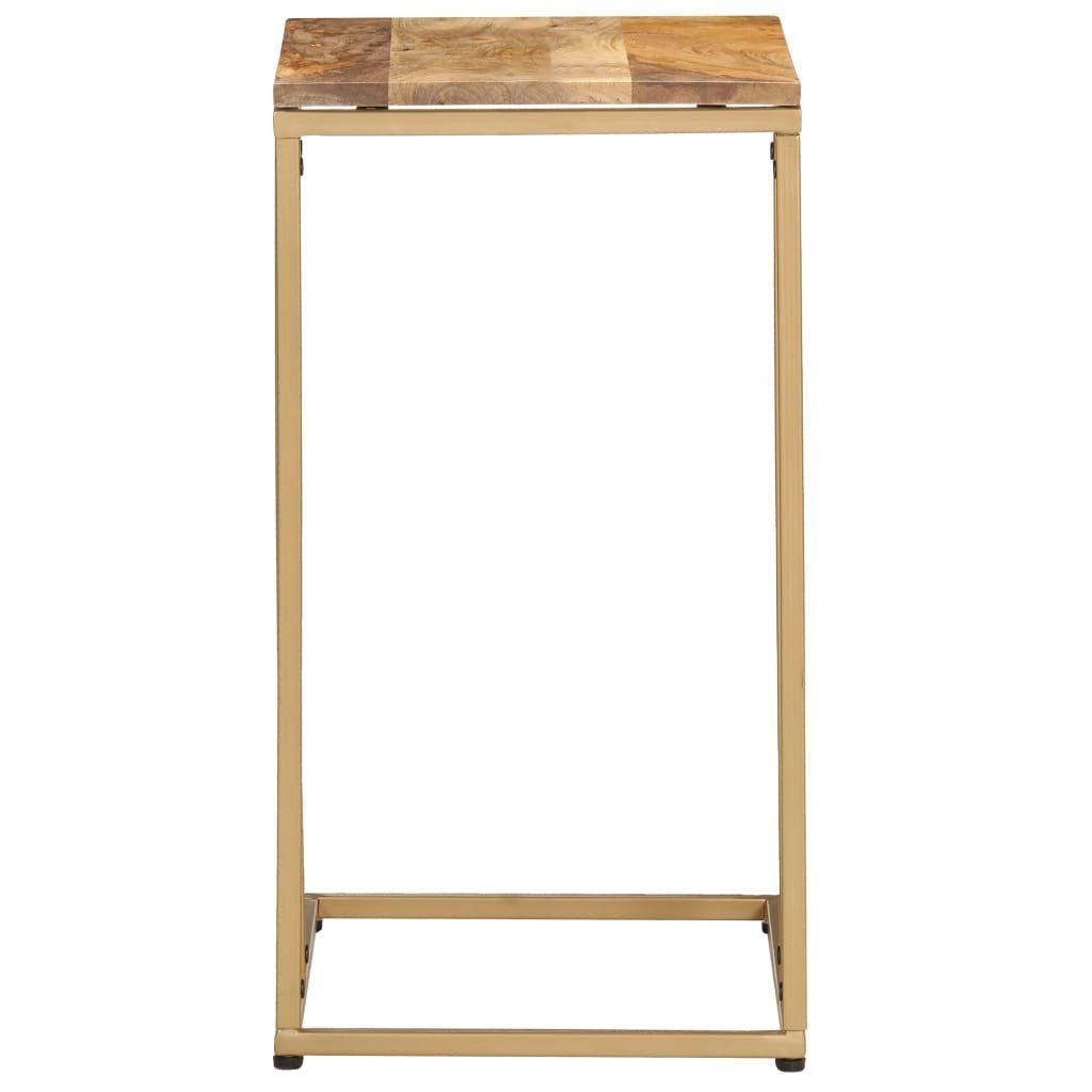 Beistelltisch and (1-St) vidaXL gold light wood wood Beistelltisch 35x45x65 light and Massivholz gold | cm Mango