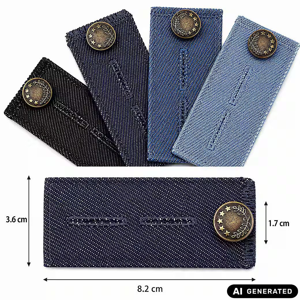 Ware aus aller Welt Bunddehner 4er Set Hosenbund-Erweiterung 8,2 × 3,6 cm Bundweite flexibel anpassen (4-tlg), Jeansknopf-Erweiterung Hosenweiterer Hosenbund-Verlängerung