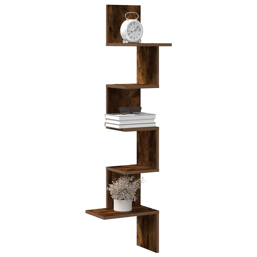vidaXL Wandregal 32 x 32 x 1275 cm Wand-Eckregal Räuchereiche 32x32x127,5 cm Spanplatte