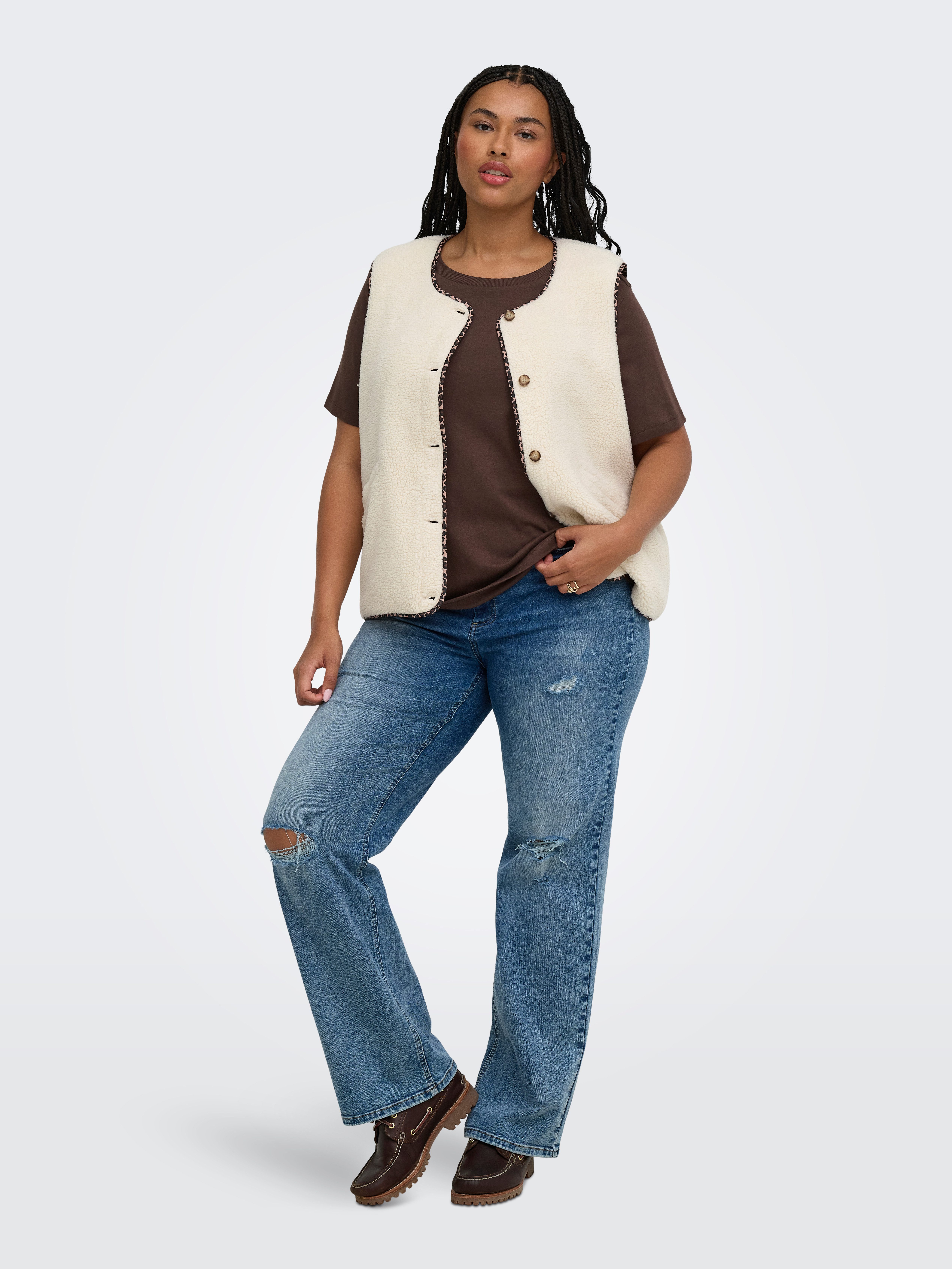 ONLY CARMAKOMA Plüschweste CARBABY TEDDY VEST PNT Kunstfaser – Bild 4 von 5