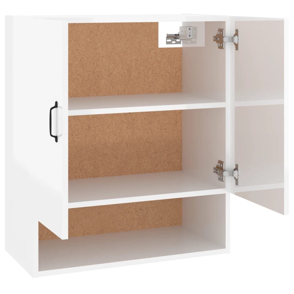 Wandschrank Hochglanz-Weiß cm Holzwerkstoff Fächerschrank 60x31x70 vidaXL (1-St)