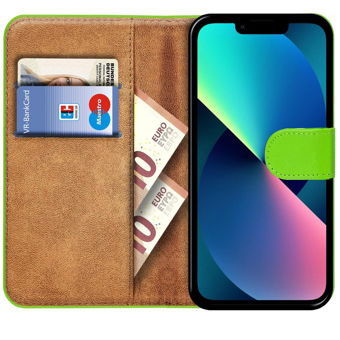 CoolGadget Handyhülle Wallet Klapp Tasche Book Case für Apple iPhone 13 6,1 Zoll, Hülle Klapphülle Flip Cover Etui Schutzhülle