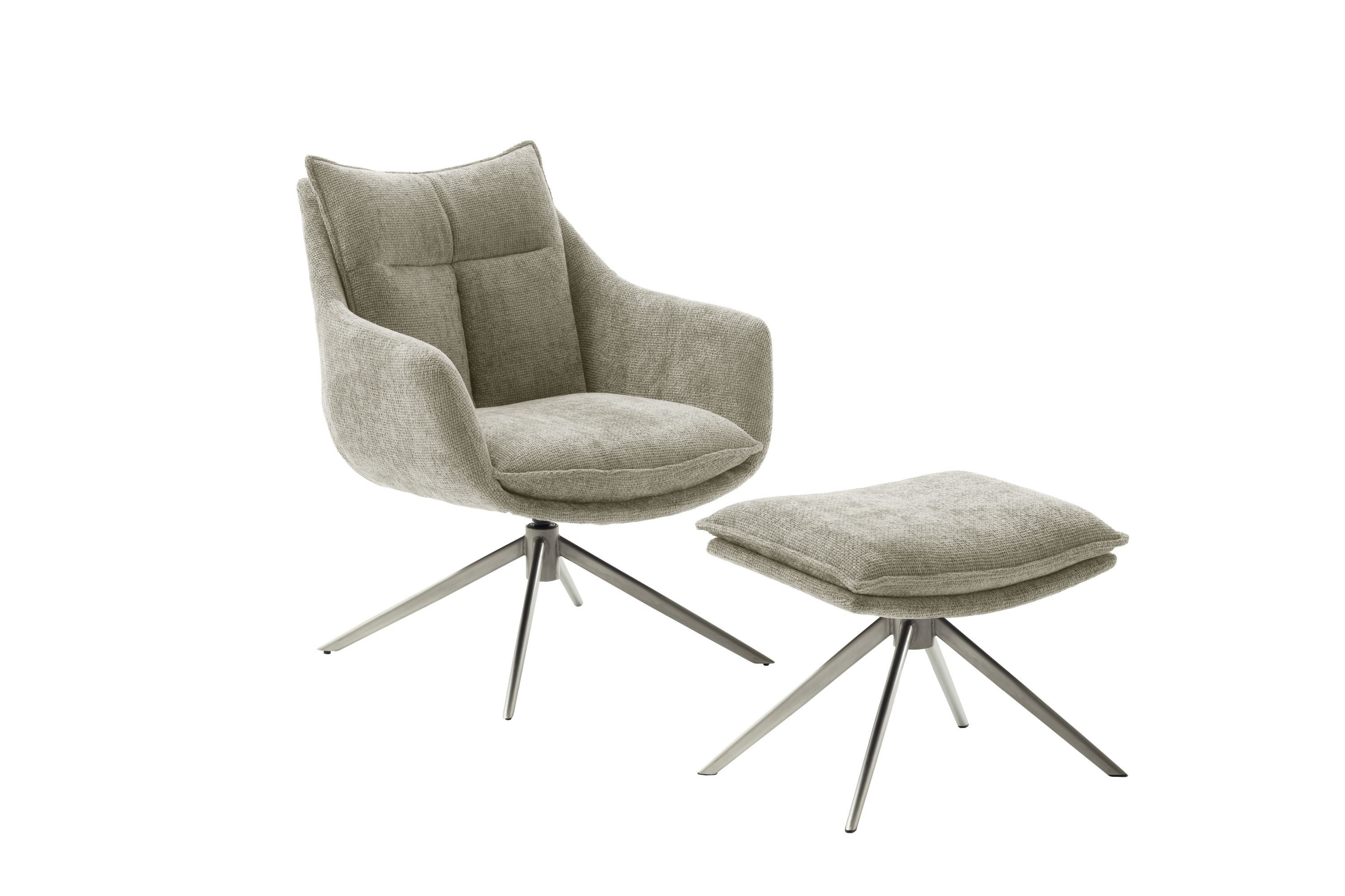 Robas Lund Loungesessel, inkl. Hocker in Cappuccino m. Strukturgewebe & 360° drehbar