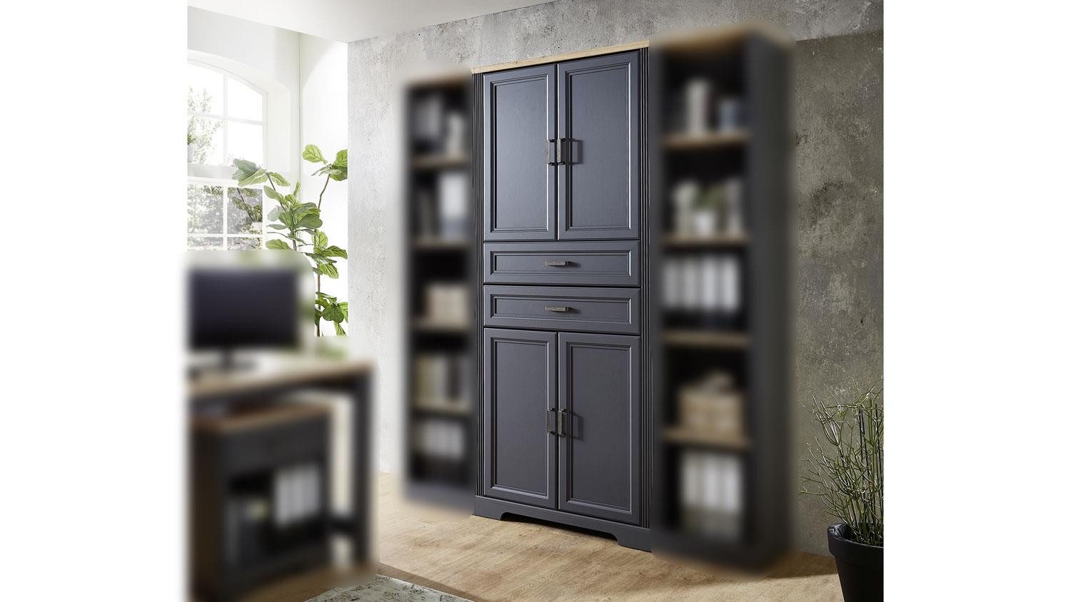 Innostyle Aktenschrank Aktenschrank Büroschrank Jasmin graphit Dekor 86x38cm