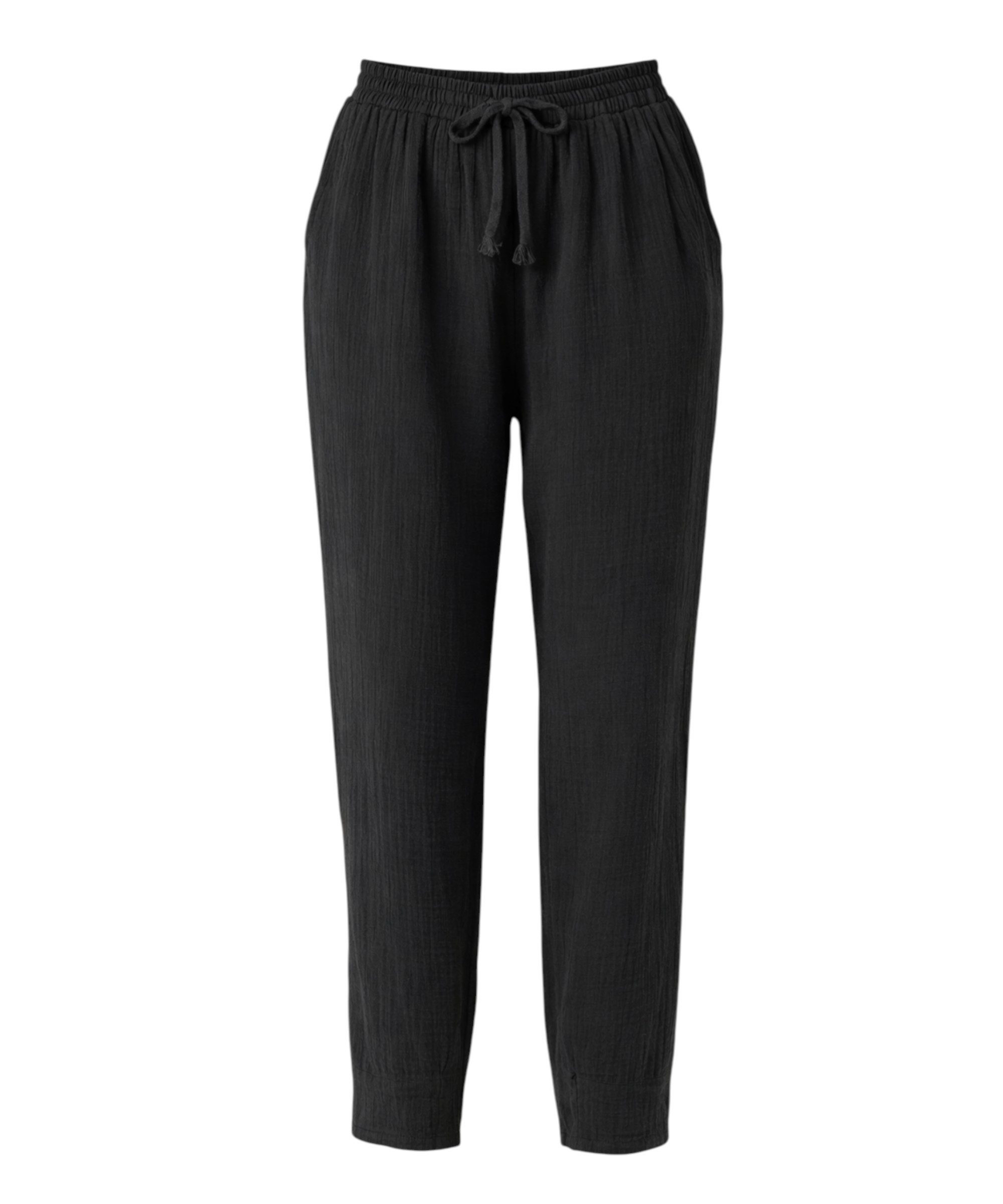Stoffhose Damen Musselin 100% Baumwolle Tapered Sommerhose