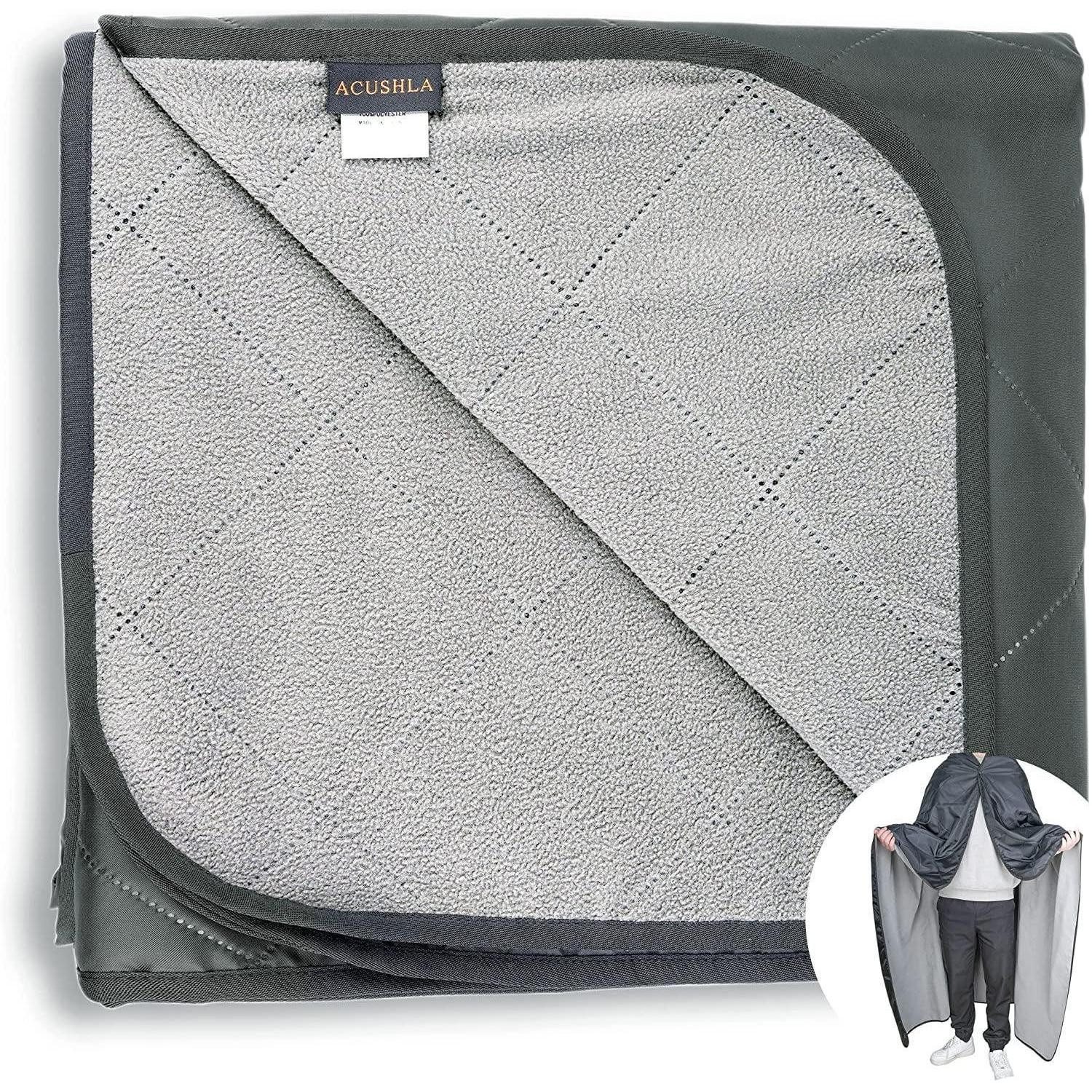 Picknickdecke Fleece Decke wasserdicht isoliert sandfest 145x200 Grau, LuxusKoll