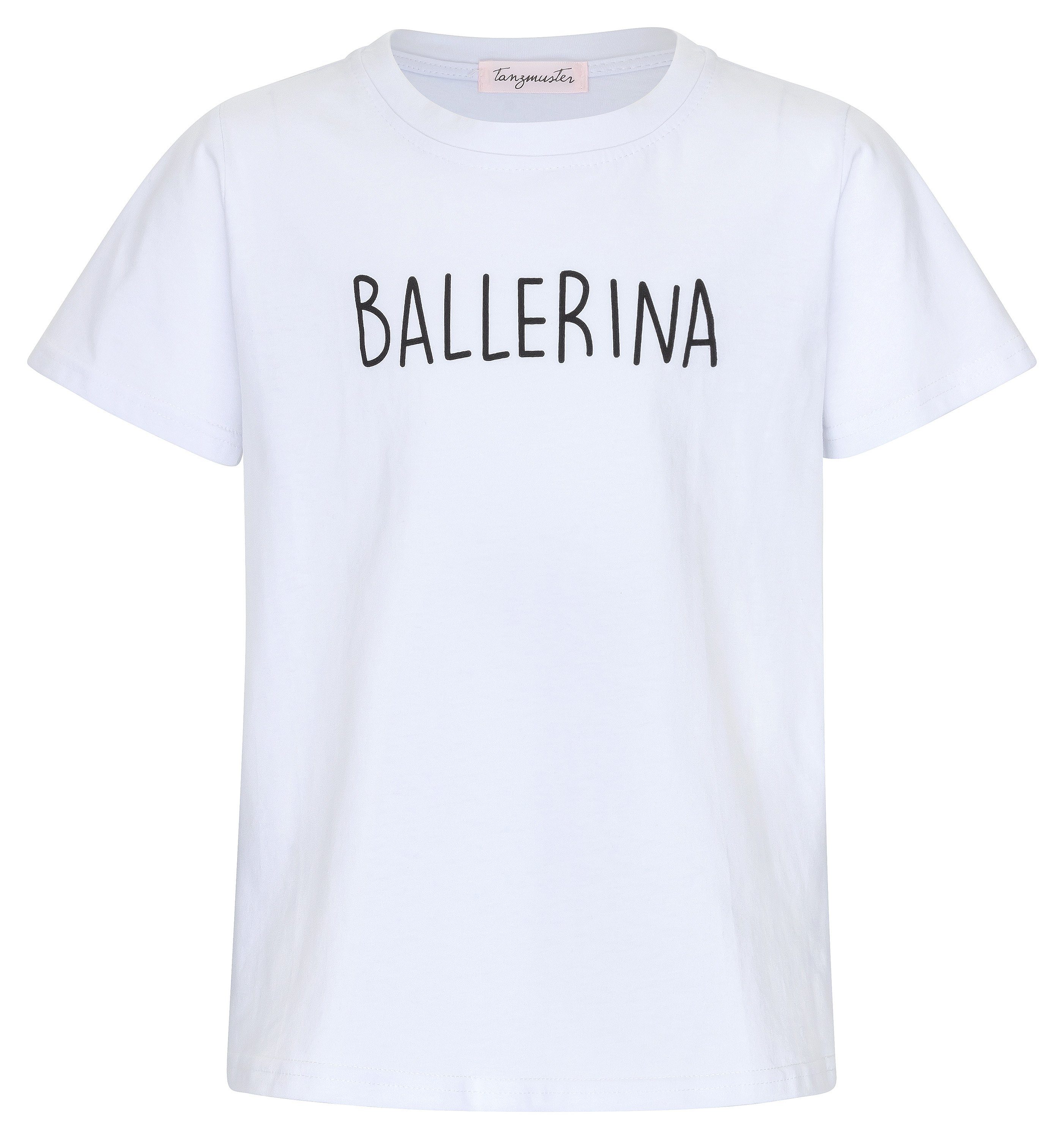 Motiv aus % 100 mit für Baumwolle Mädchen Ballett Shirt T-Shirt tanzmuster T-Shirt Ballerina Print mit