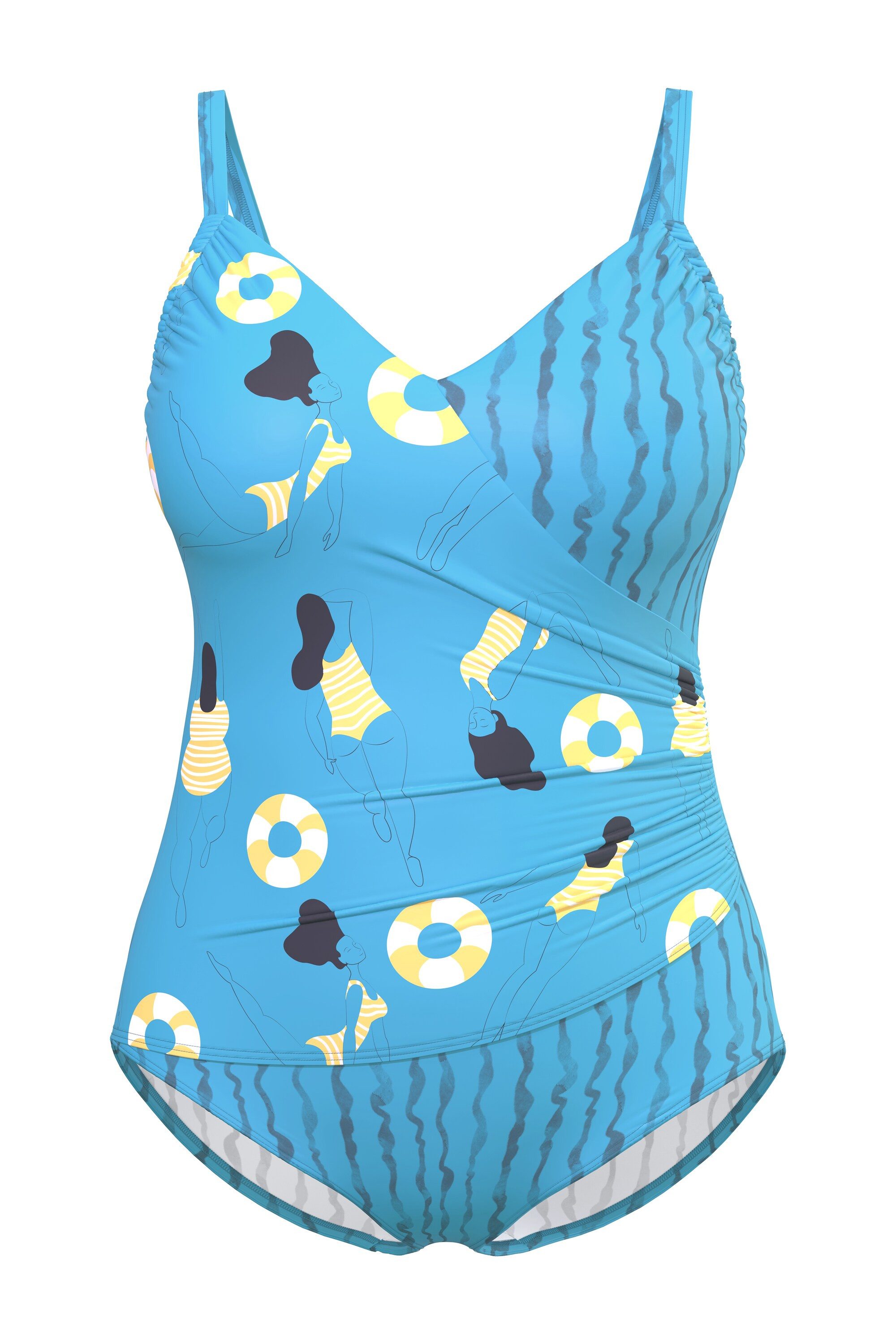 Ulla Popken Badeanzug Badeanzug Wickeloptik Schwimmerin Softcups günstig online kaufen