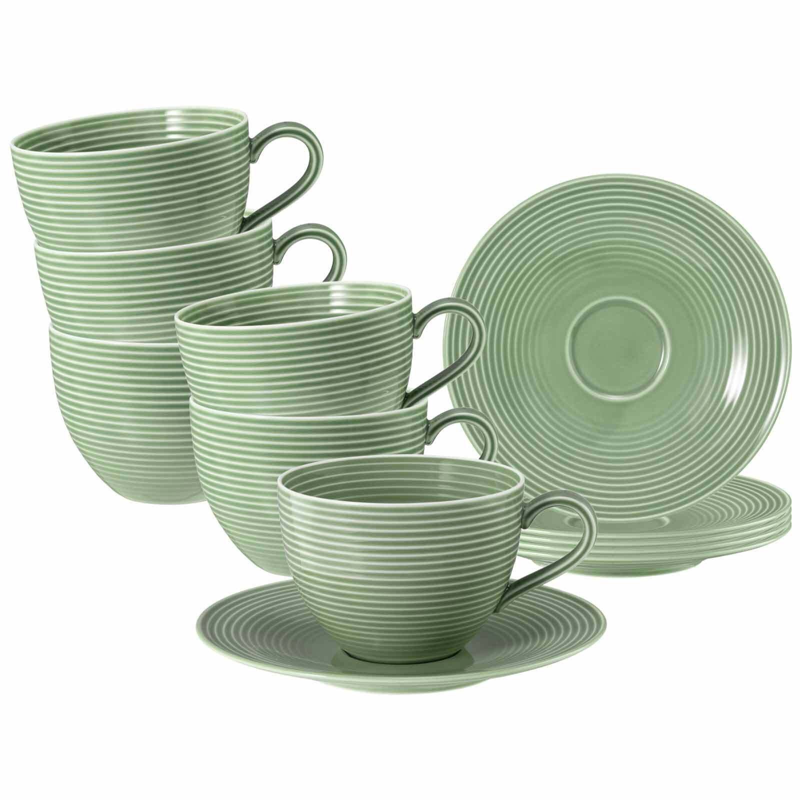Seltmann Weiden Tasse Beat Color Glaze Milchkaffeetassen mit Untertassen, 12-tlg., Porzellan