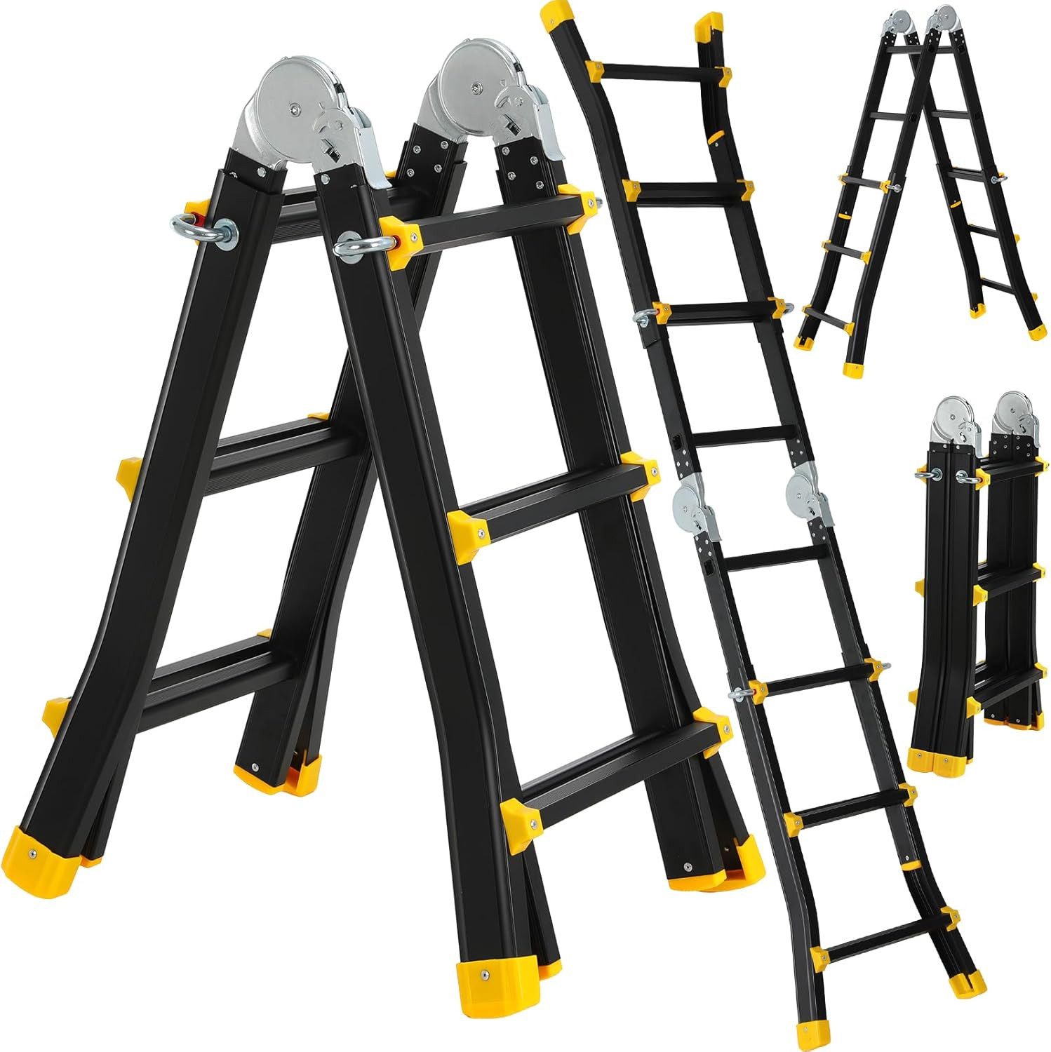 TLGREEN Teleskopleiter 4,8M Teleskop-Klappleiter aus Aluminiumlegierung, (3 in 1 Vielzweckleiter,4x5 Sprossen Aluleiter, Max.Tragfähigkeit 150KG), Tragbare Leiter für Haushalt und Outdoor-Arbeit