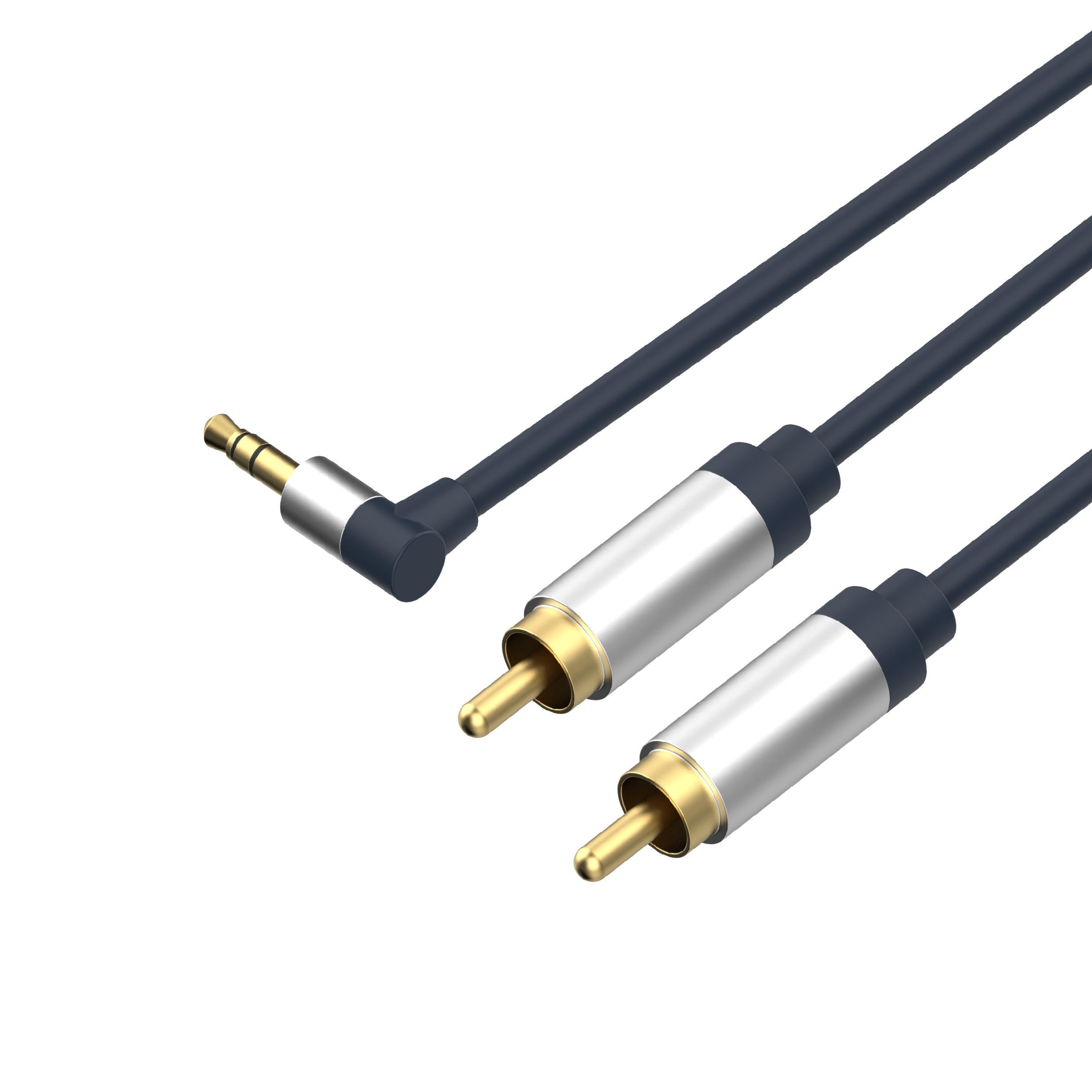 Flexline® 3,5mm Winkel Stecker auf 2xCinch Stecker RCA 1,5m Audio-Kabel, (150,00 cm)