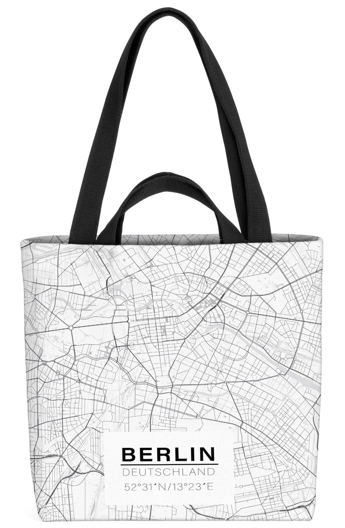 VOID Henkeltasche (1-tlg), Berlin Map Hauptstadt Karte Stadt-Plan Berliner Bär Deutschland Ost W