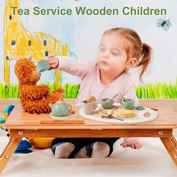 CoolBlauza Spiellebensmittel Holzspielzeug für Kinder, Rollenspiel-Lernspielzeug für Kinder, (14-tlg., Küchenspielset), für Jungen und Mädchen ab 3 Jahren (Grün)