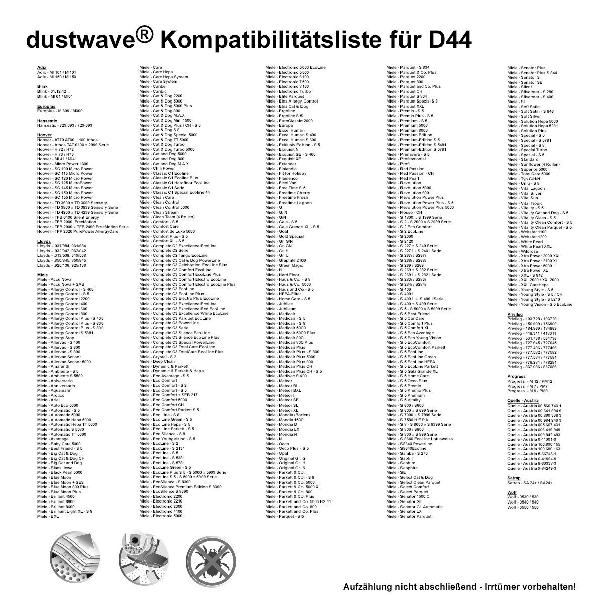Dustwave Staubsaugerbeutel - MI101, MI 101 101 / 1 MI + MI101 Adix Test-Set, Standard 15x15cm zuschneidbar) Test-Set, Adix für passend / St., Staubsaugerbeutel (ca. 1 Hepa-Filter - 1