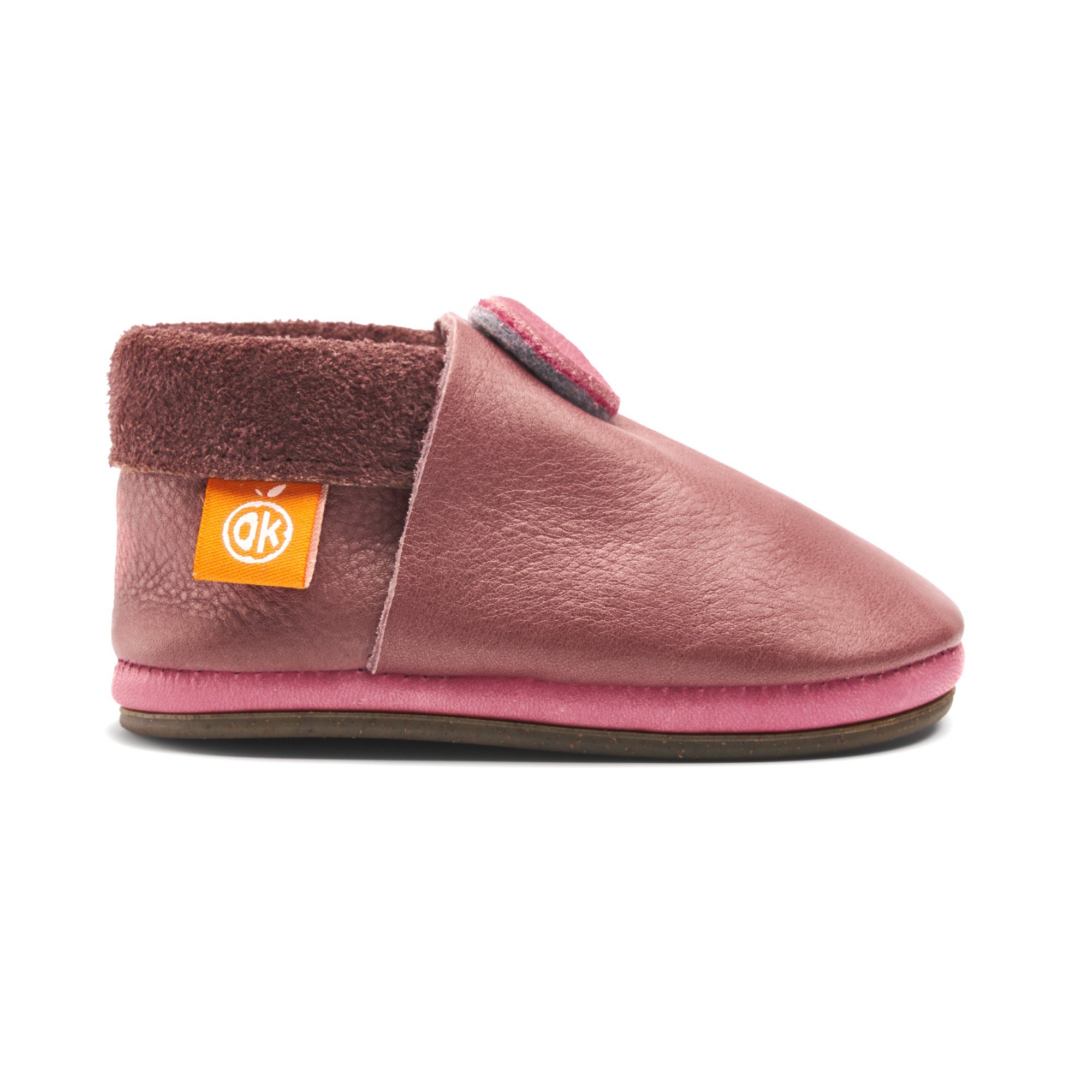 Orangenkinder® Klassik mit Sohle Kinder Hausschuh pflanzlich gegerbtes Leder, Made in Germany, Kindergartenschuh