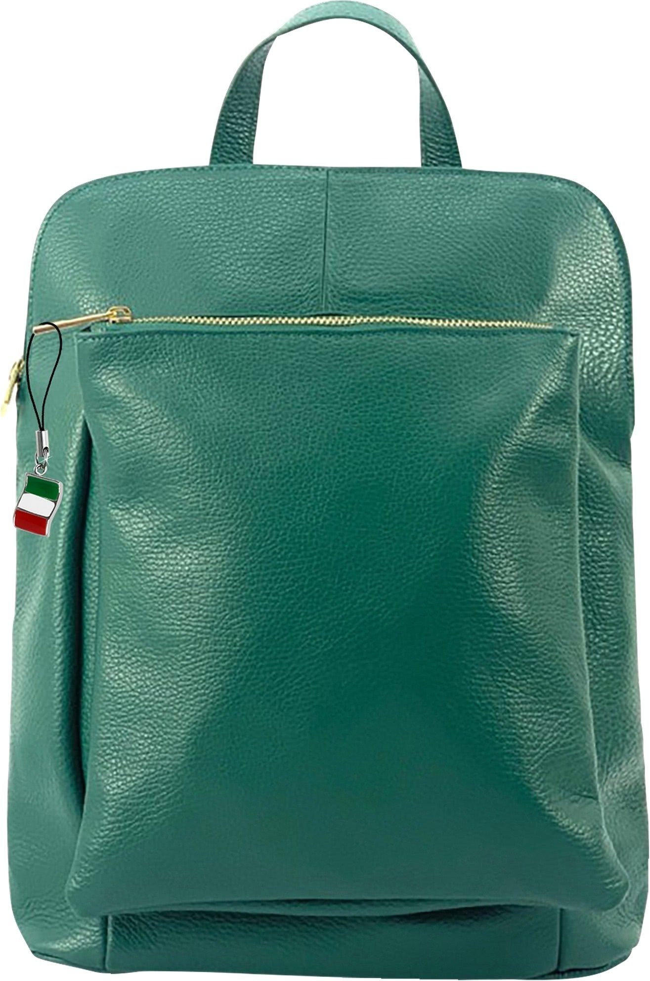 FLORENCE Cityrucksack Florence Rucksack Damen Echtleder, Damen Leder Cityrucksack, grün ca. 30cm