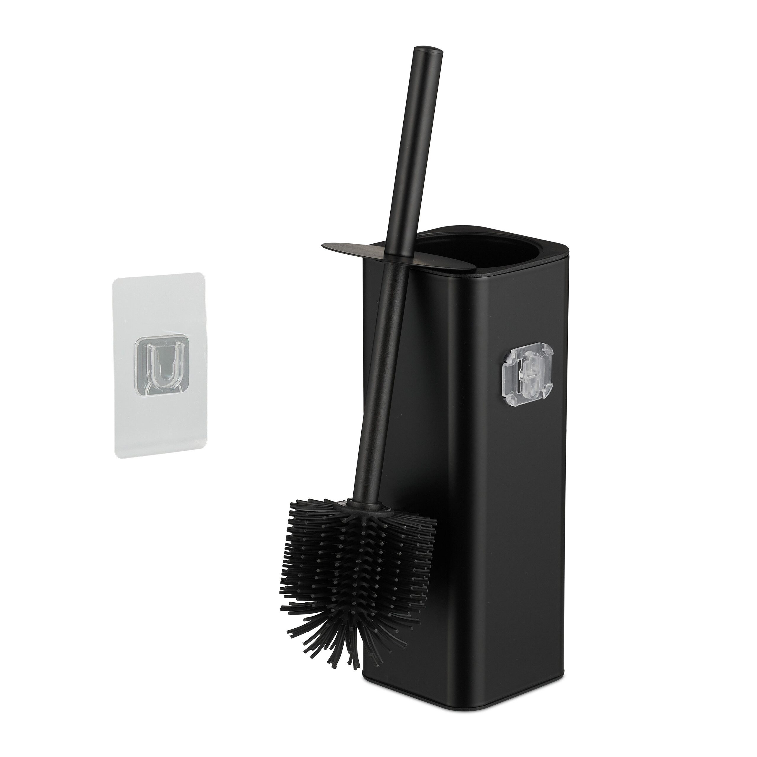 relaxdays WC-Garnitur Toilettenbürste zur Wandmontage, schwarz günstig online kaufen
