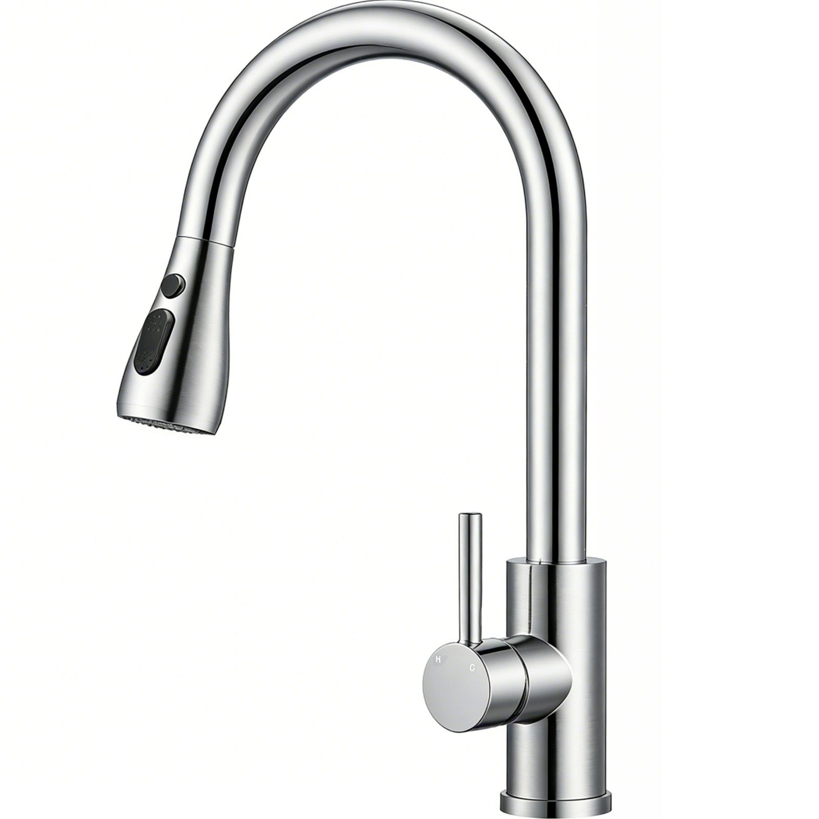 AICA Küchenarmatur Wasserhahn Hochdruck, ausziehbar & 360° schwenkbar - Edelstahl Einhebelmischer mit 2 Strahlmodi, Mischbatterie für Spültisch