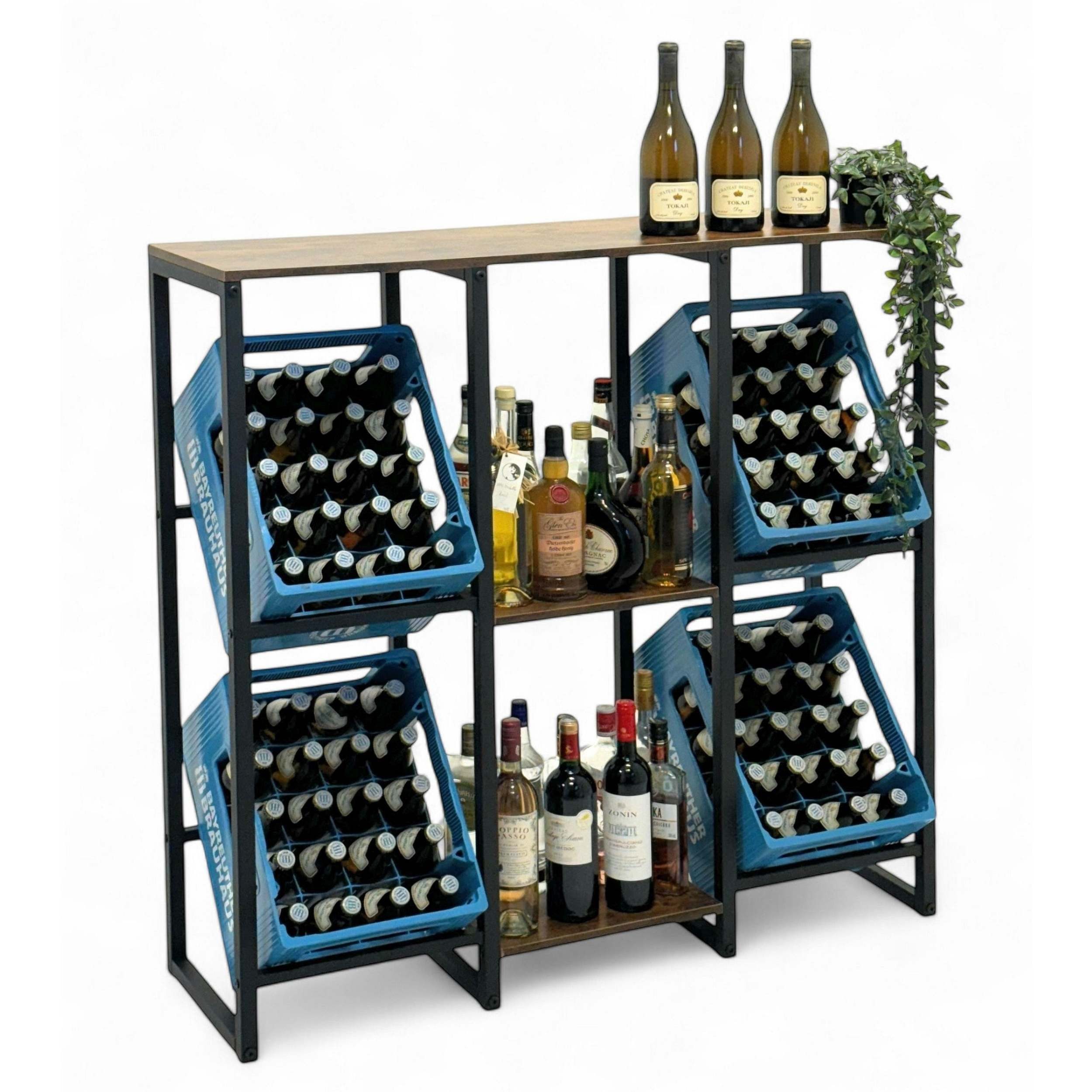 DanDiBo Kastenständer Getränkekistenregal 4 Kisten mit Ablage Holz Metall G günstig online kaufen