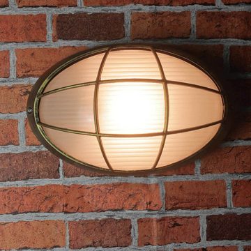 Licht-Erlebnisse Außen-Wandleuchte AMSTERDAM, ohne Leuchtmittel, Außenlampe Maritim in Gold antik IP44 Haus