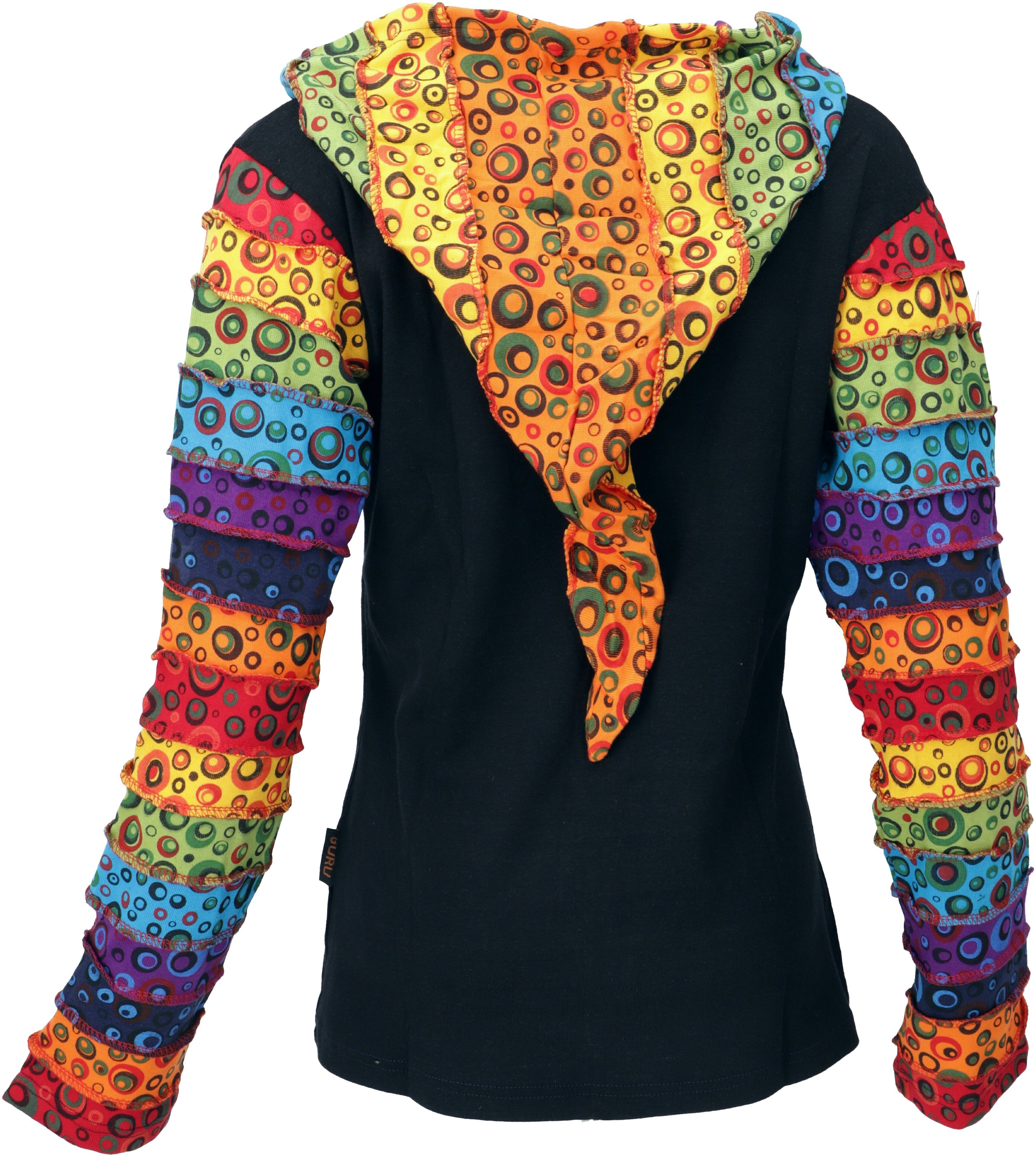 Guru-Shop Langjacke 2 mit.. Bekleidung Stonewash Patchwork Modell Jacke Regenbogen alternative