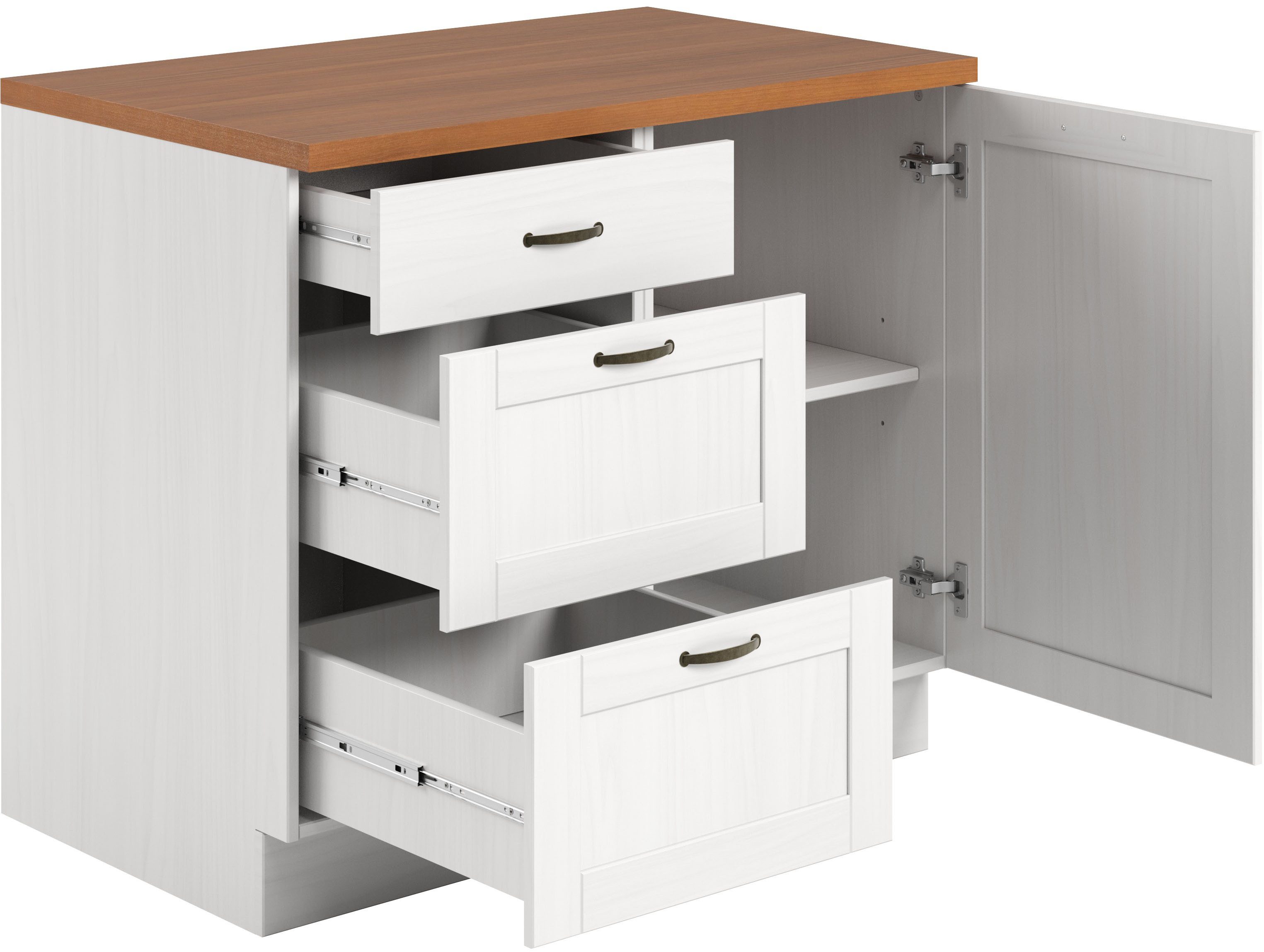 Home affaire Unterschrank Teramo Breite 100 cm, 1 Tür, 3 Schubkästen – Bild 4 von 5
