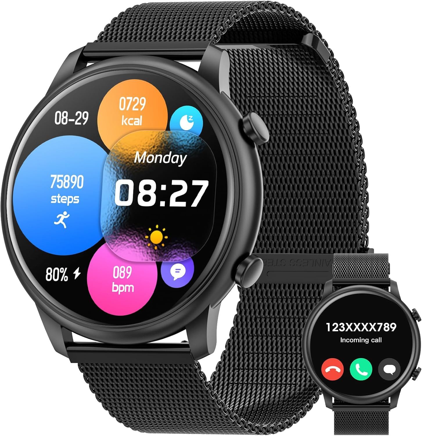 Hwagol Damen"s GPS Telefonfunktion & SPO2 Schlafmonitor für aktive Nutzer Smartwatch (3,5 cm/1,39 Zoll, Android/iOS), IP68 Wasserdicht, Multisport-Modus & Herzfrequenz-Tracking