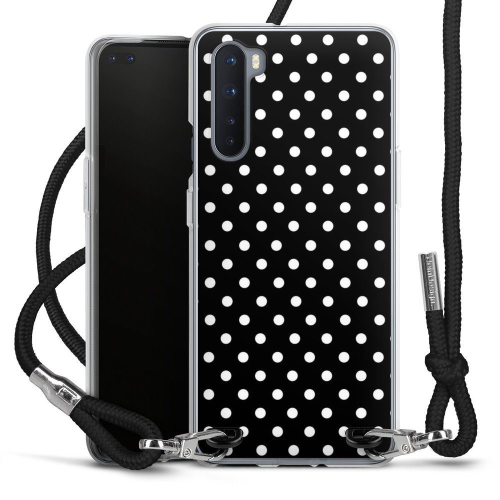 DeinDesign Handyhülle Punkte Retro Polka Dots Polka Dots - schwarz und weiß, OnePlus Nord Handykette Hülle mit Band Case zum Umhängen