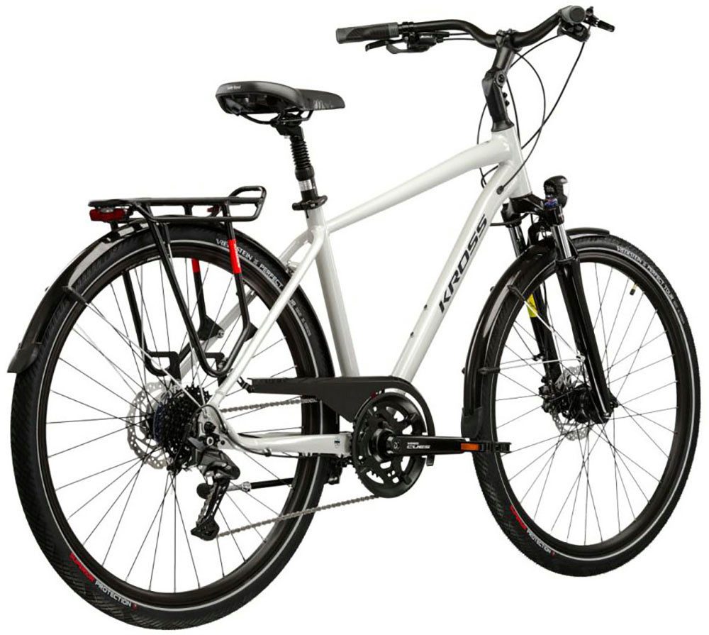 Kross Trekkingrad Herren-Trekkingrad 28" Trans 5.0 Grau 18 Gänge, 18 Gang Shimano CUES U3020 Schaltwerk, Kettenschaltung