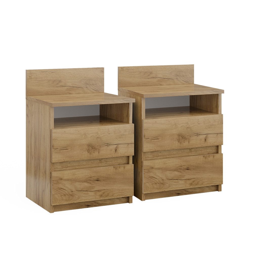 Vicco Nachtschrank Monty, Goldkraft Eiche, 39.6 x 59.1 cm 2er Set (2-St)