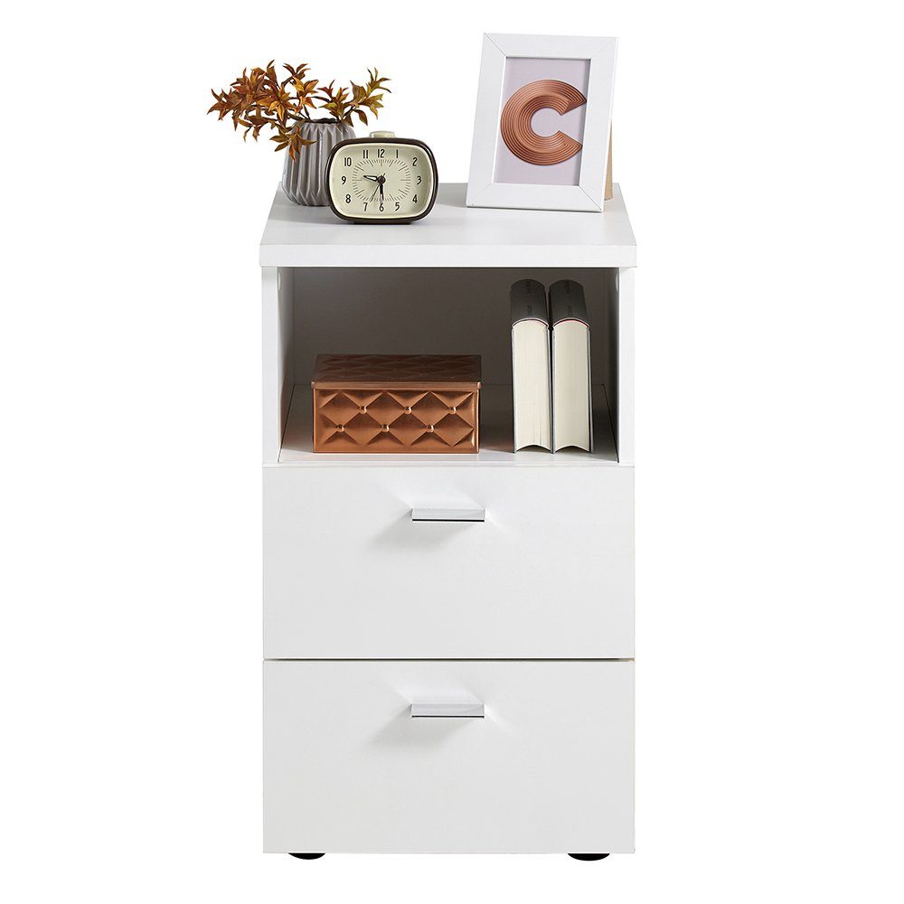 Lomadox Nachttisch CERNA-10, Nachtschrank Nachtkonsole, 2er Set, weiß, 35/61,5/39,9 cm