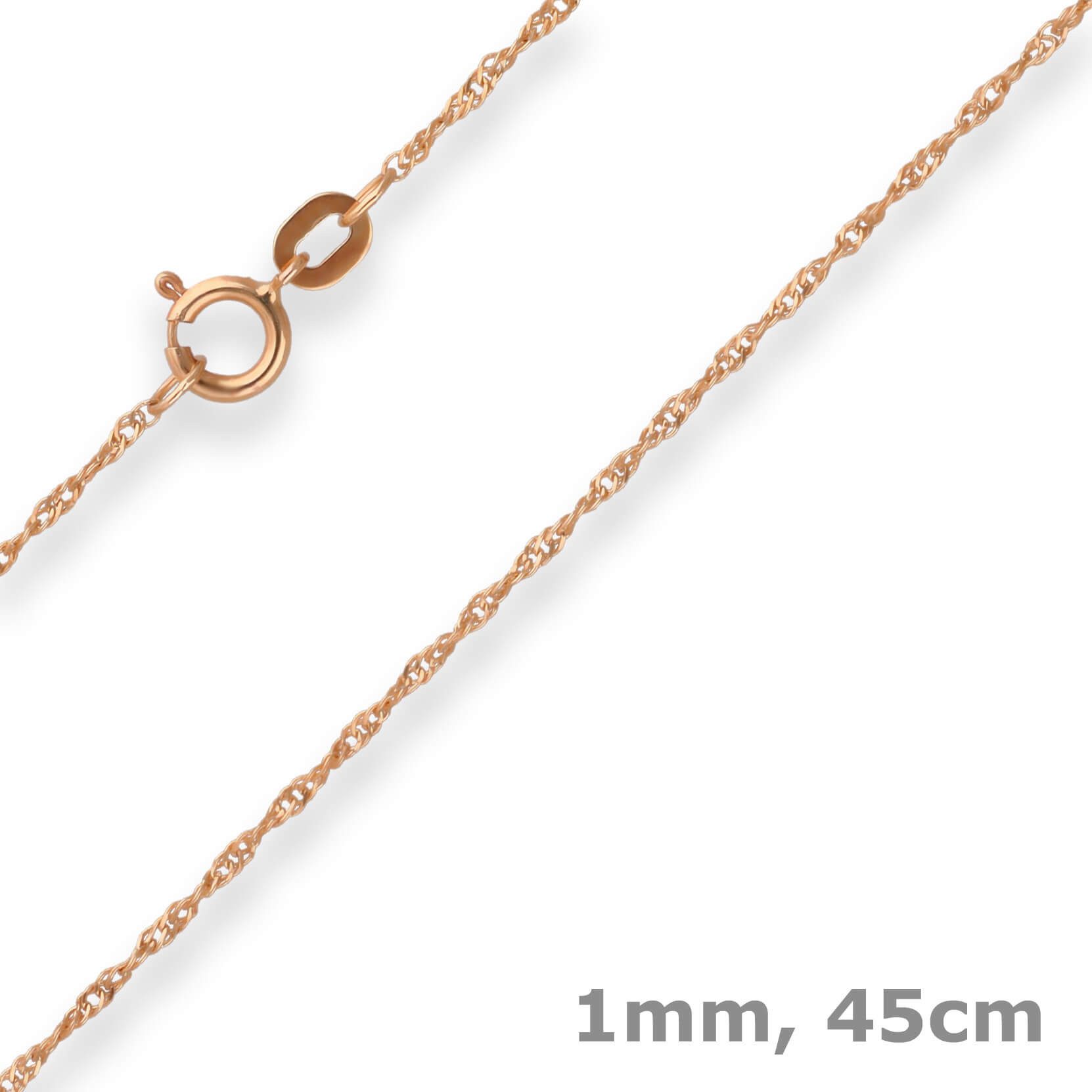 Schmuck Krone Goldkette 1mm Singapurkette aus 375 Rotgold 45cm, Gold 375 günstig online kaufen