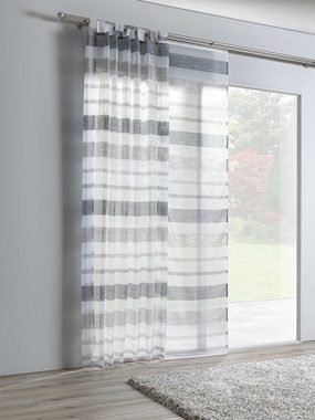 Vorhang, Polyester, Anthrazit, Schlaufen, 245 x 140 cm, Home4You, Schlaufen (1 St), transparent