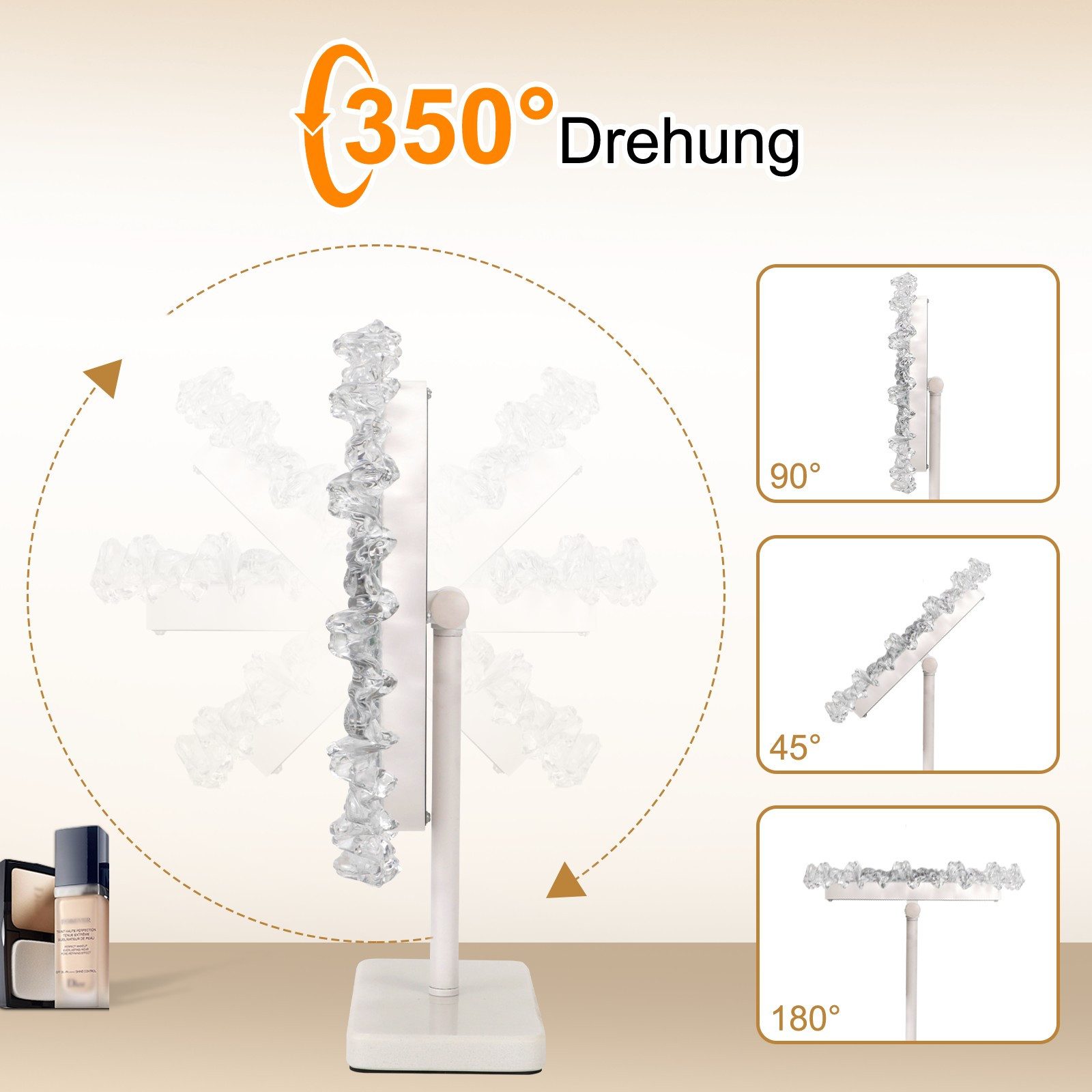 ZMH Schminkspiegel LED Rund Schminkspiegel mit Beleuchtung Hollywood Spiegel,30/40CM, Intelligente Touch-Steuerung mit Memory-Funktion