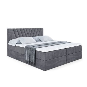 ALTDECOR Boxspringbett ERNINA (Multipocket-Matratze H4, H3 Matratze Bonellfederung, Topper, Kopfteil)