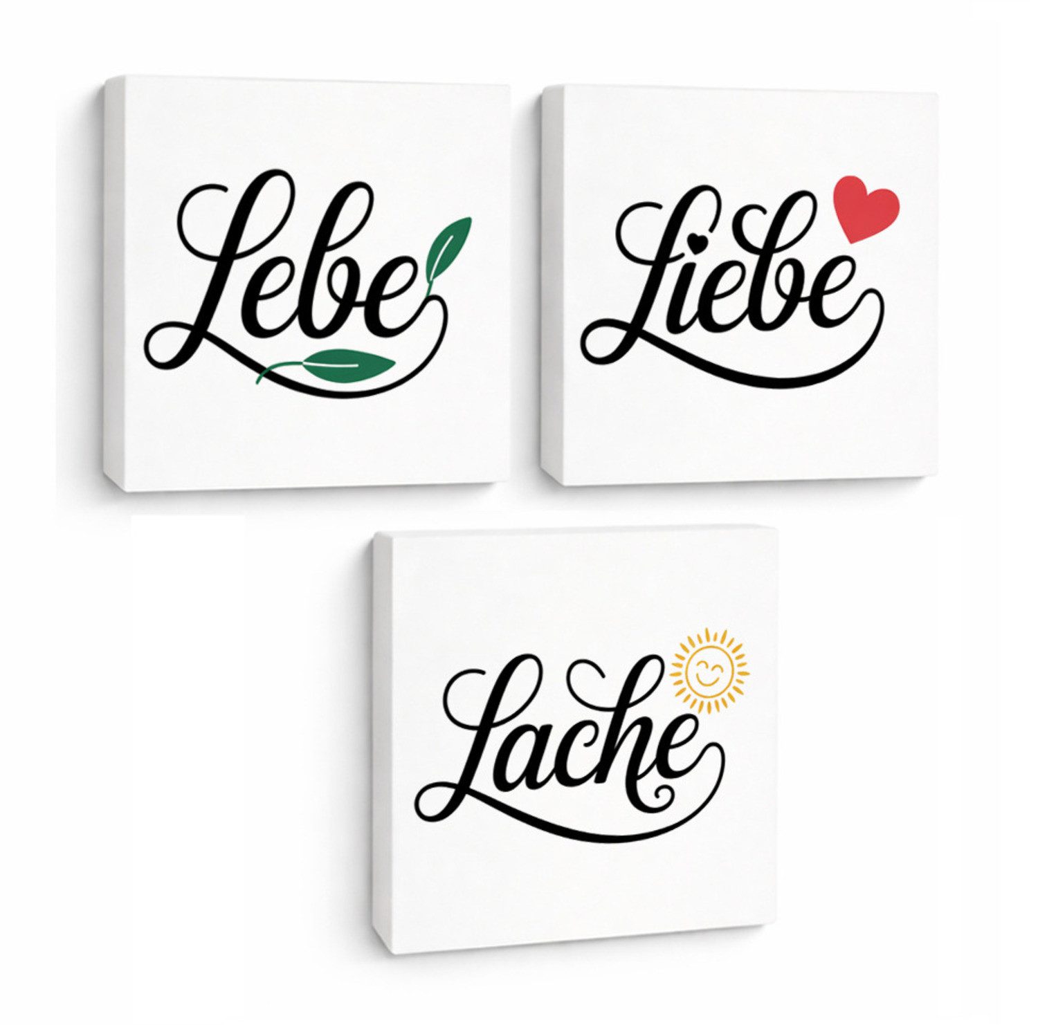 speecheese Holzbild Lebensfreude 3er Set Holzbilder in 15x15 cm zum Stellen oder er, 28x21 cm