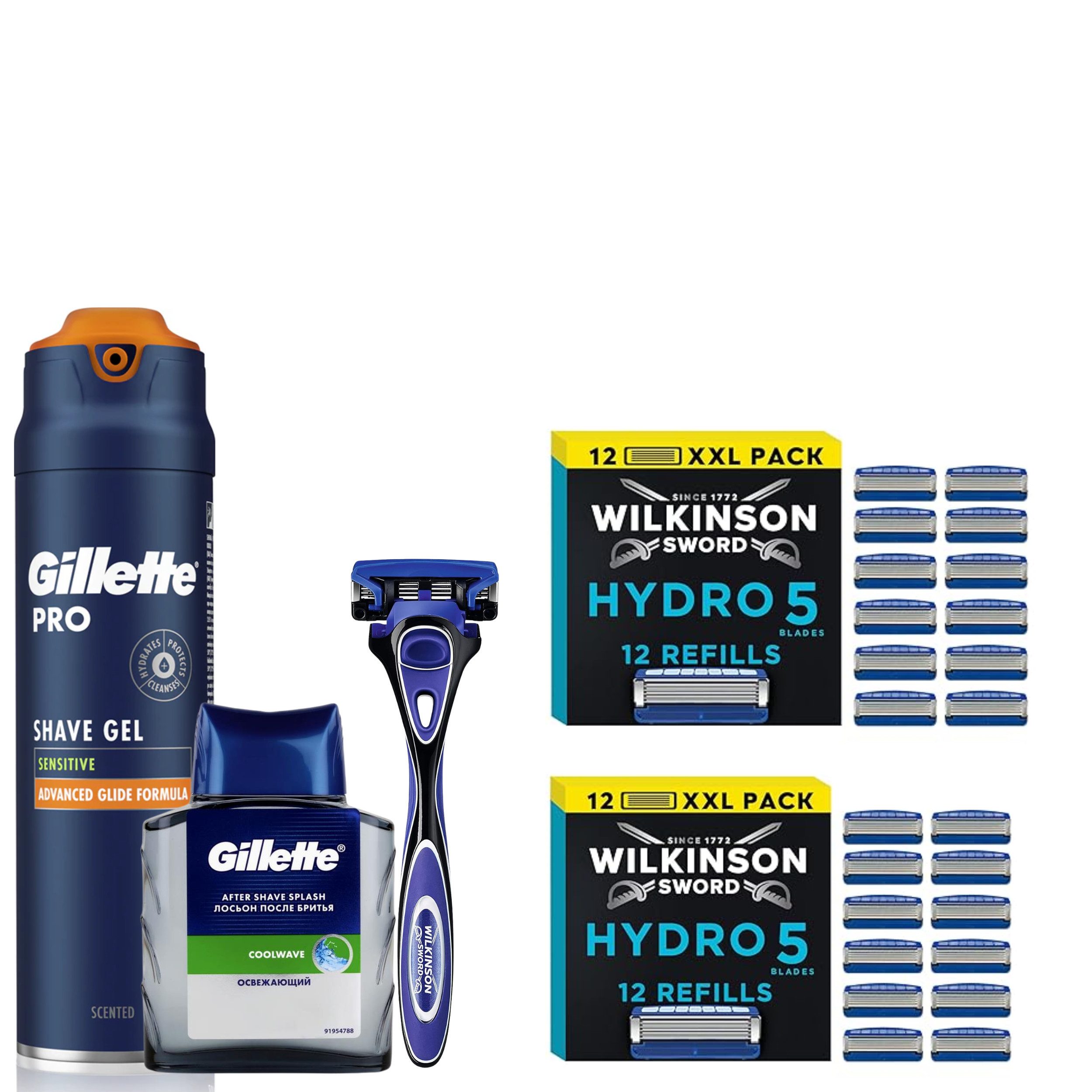 Wilkinson Rasierset Hydro 5 Premium, 5-tlg., Hautschonende Präzision, frischer Duft & Pflege in einem Set
