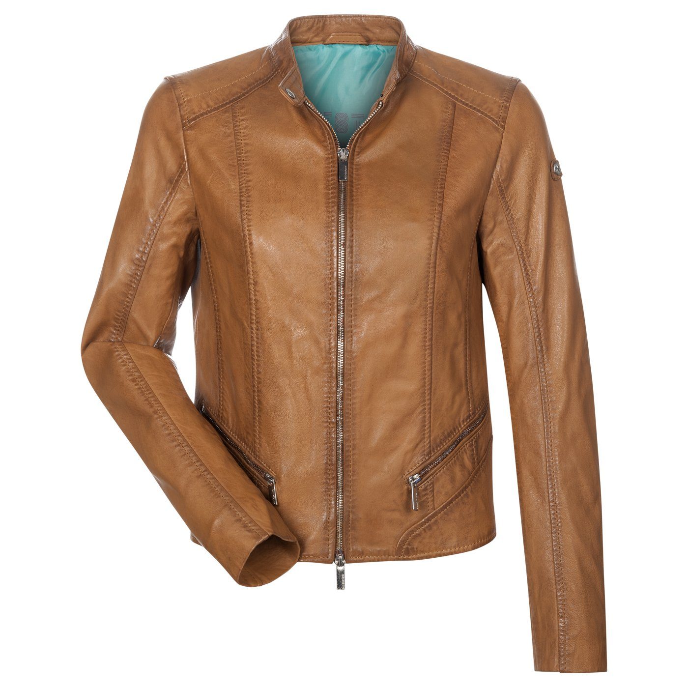 Milestone Lederjacke Deike aus feinstem Lammnappa Leder cognac