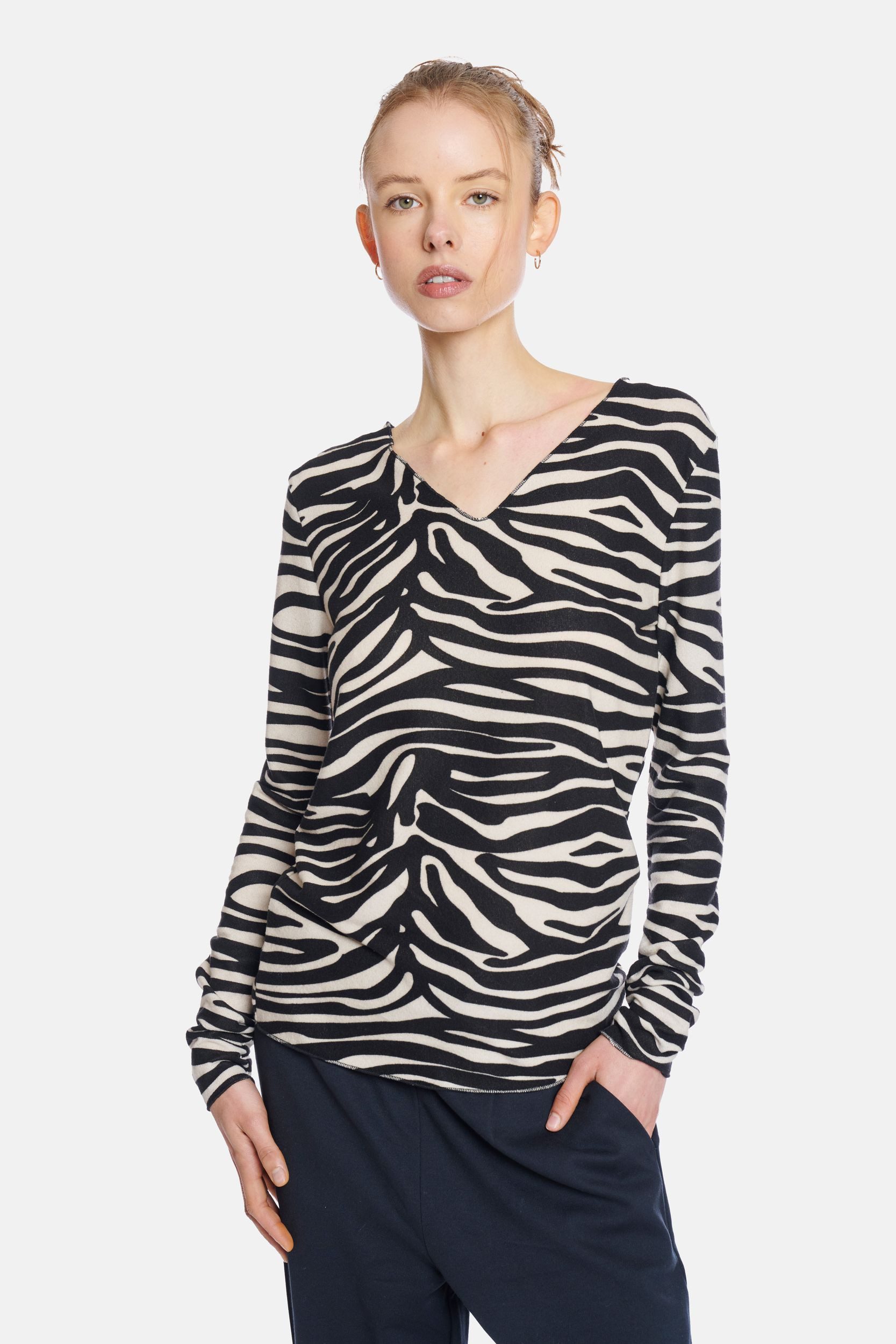 HaILY’S T-Shirt Langarm Shirt mit auffälligem Zebra-Print (1-tlg) LS V TP Z günstig online kaufen