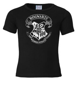 LOGOSHIRT T-Shirt Harry Potter - Hogwarts Logo (Weiß) mit lizenziertem Originaldesign